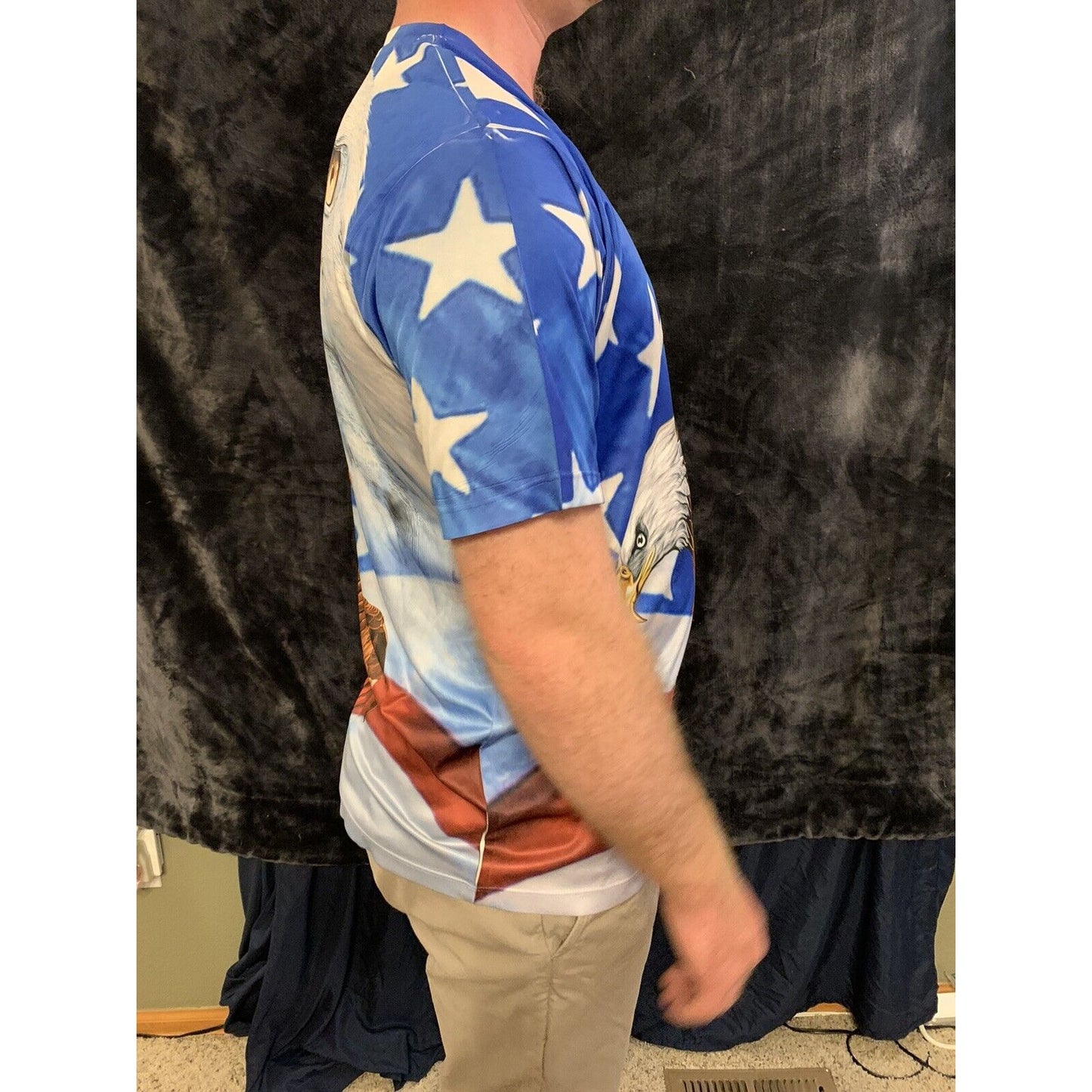 Full Color Spirit of America Mens Bald Eagle Flag Graphic Shirt Size Large