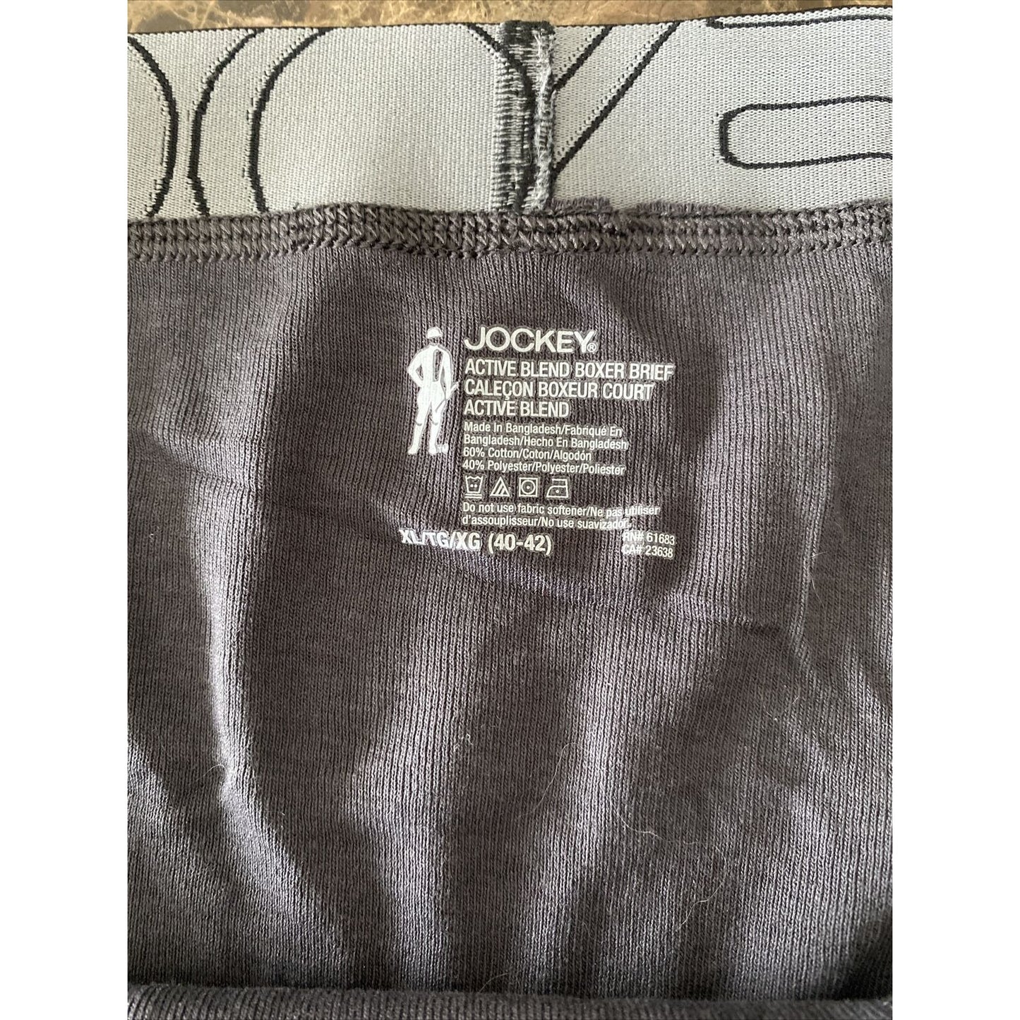 Jockey Men's Active Blend Size Extra Large Boxer Briefs Gray With Black Bans NEW