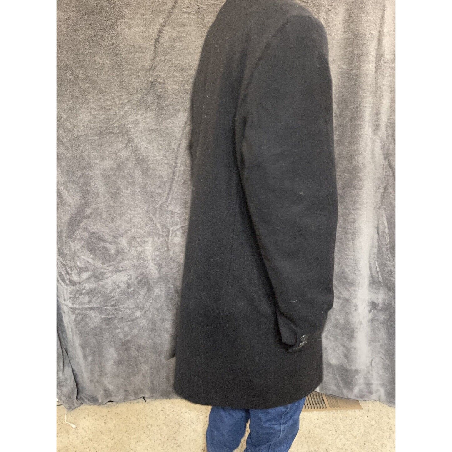 men's large guess jacket overcoat wool poly blend Black