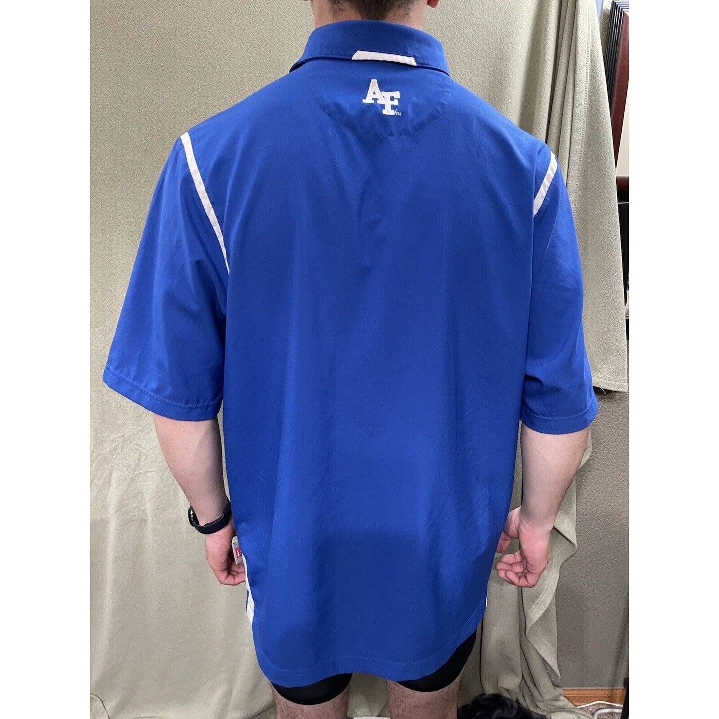 Nike Team Fit-Dry Mens Air Force Falcons Blue White Coaches Polo Shirt Med EUC