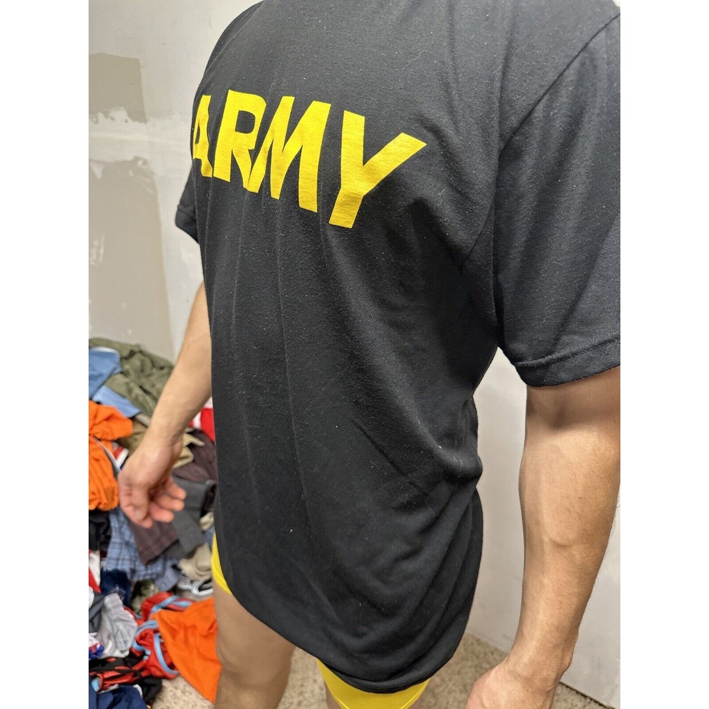 Men’s Army Pt Shirt Black Uniform Apfu Medium