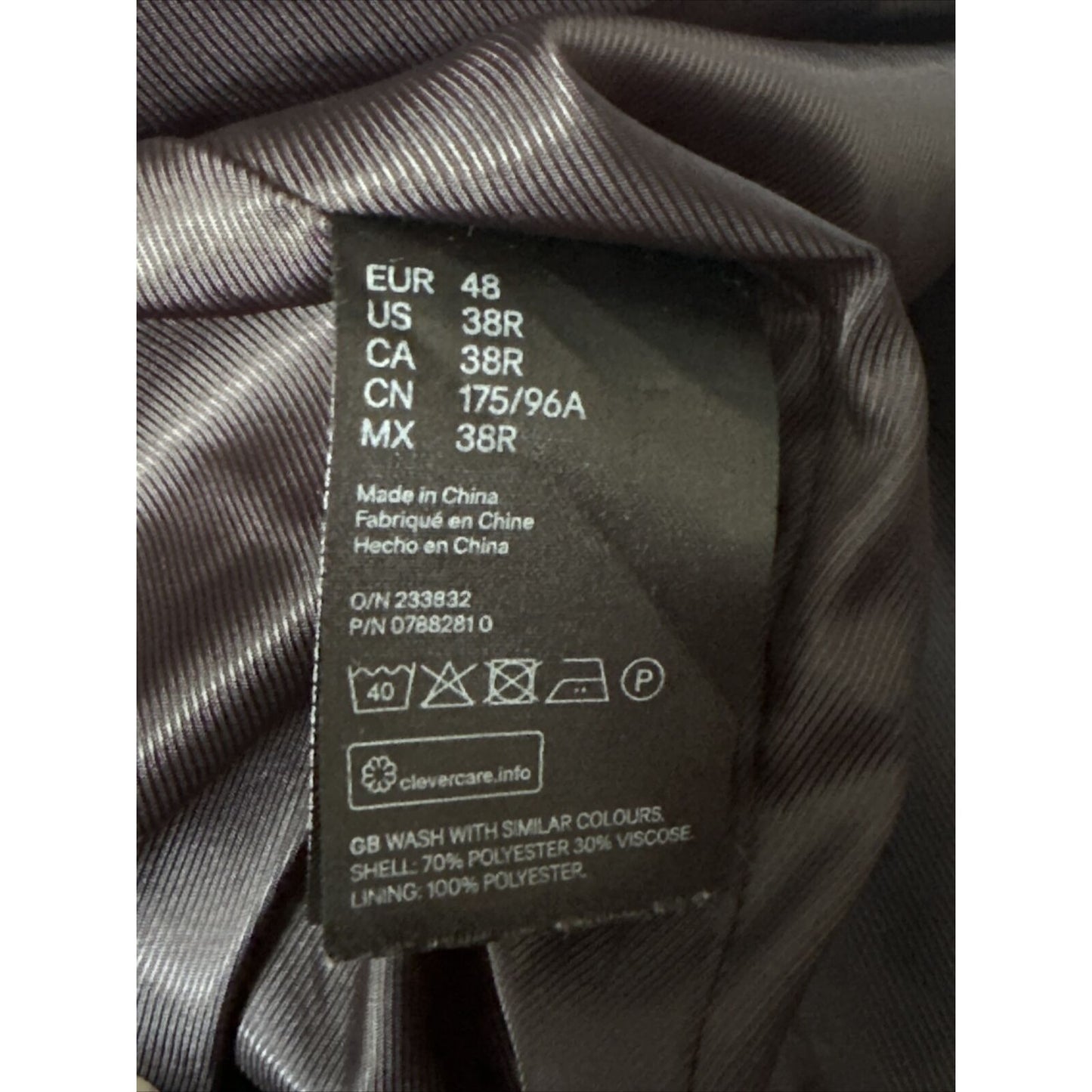 Men’s Dark Blue H&M 38R Zip Up And Snap Jacket Poly & Viscose