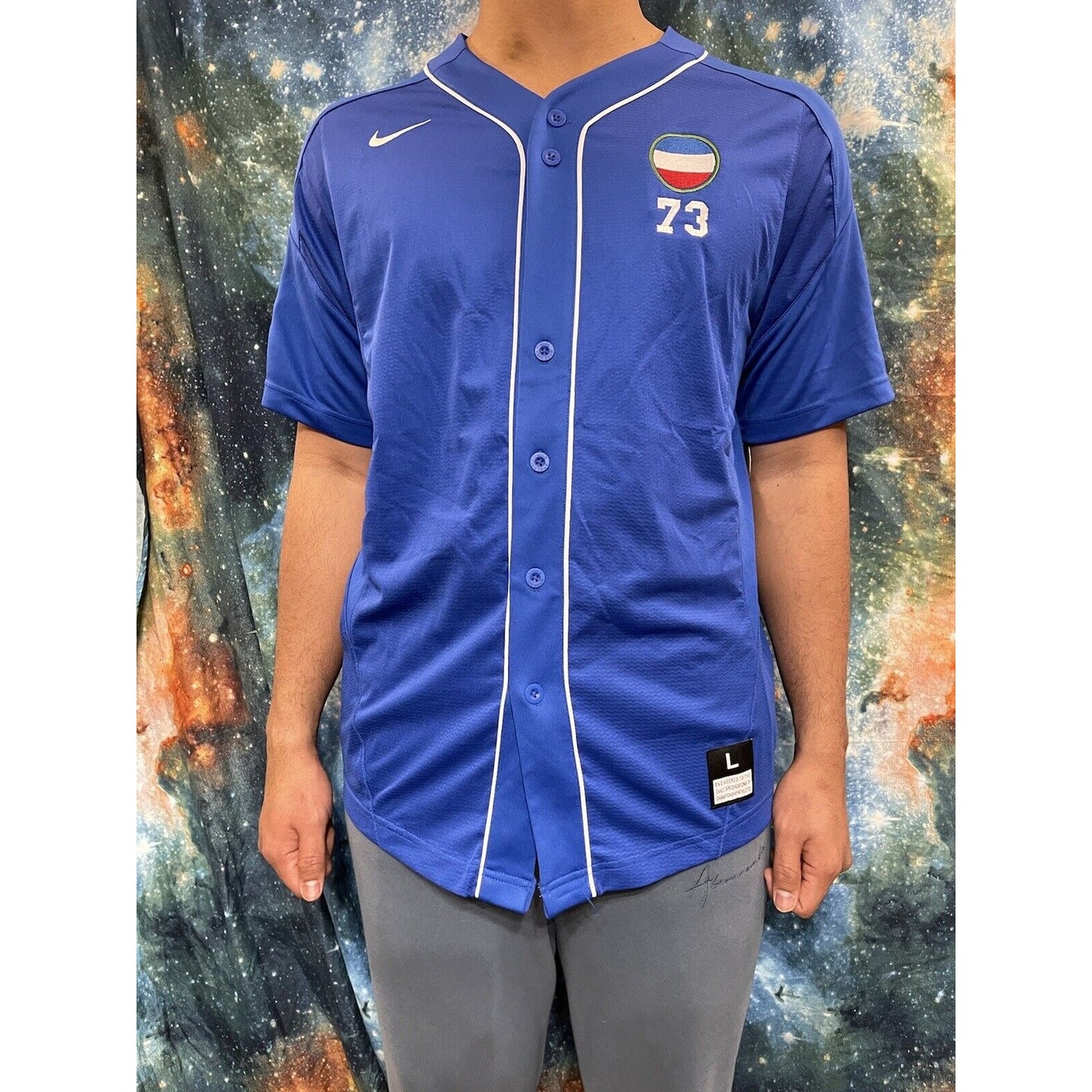 Nike Royal Blue Baseball Jersey Large Army Forscom