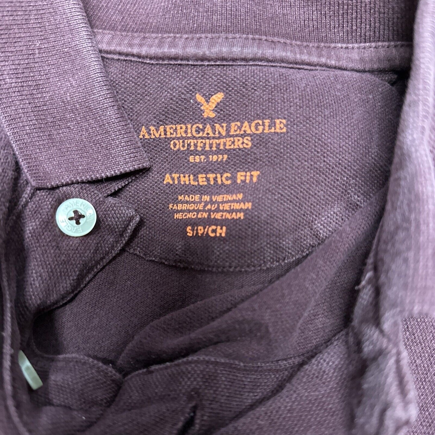 Men’s Plum American Eagle Small Athletic Fit Polo Shirt
