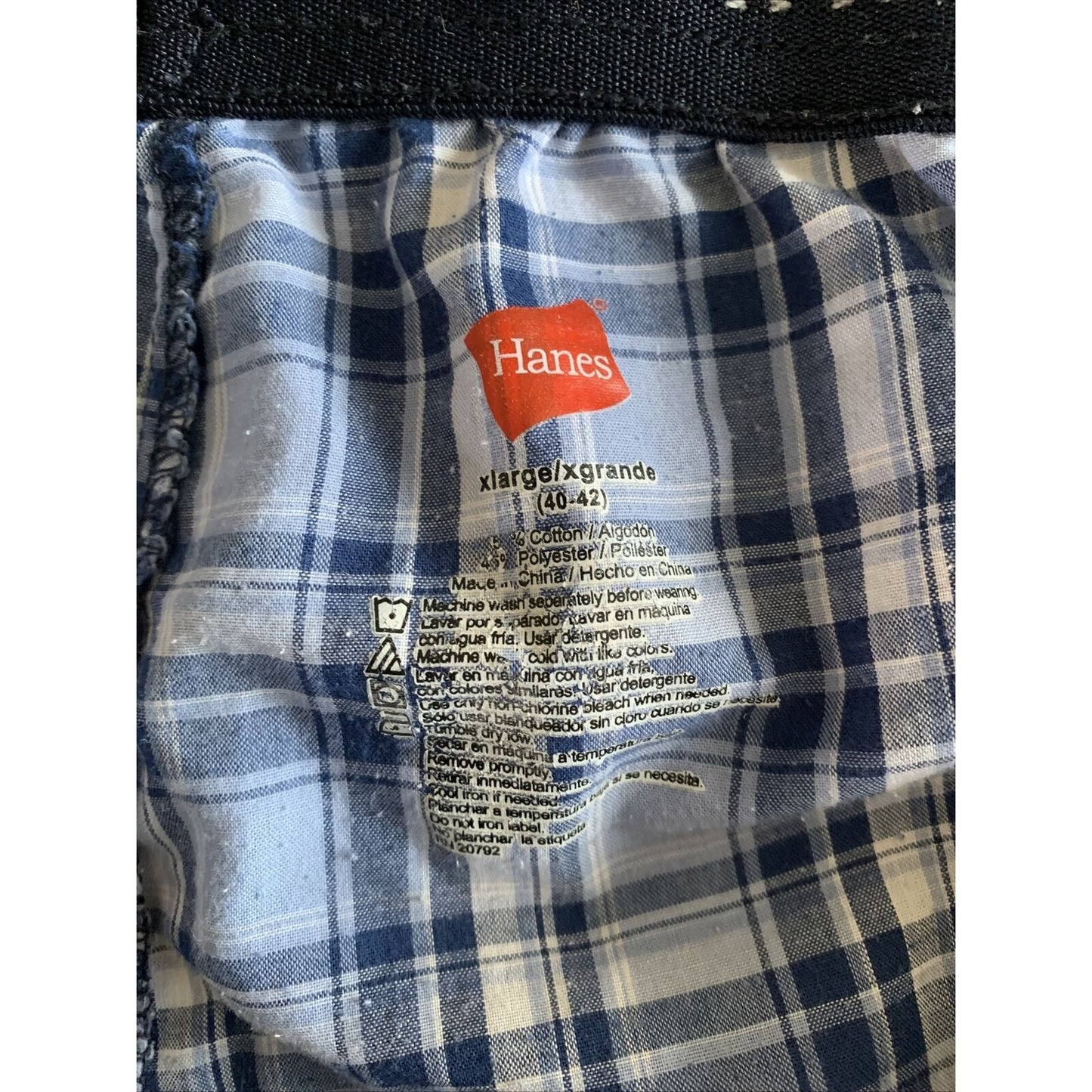 Hanes Tagless Men's Woven Sleep Pajama Lounge Blue Pants Drawstring XL
