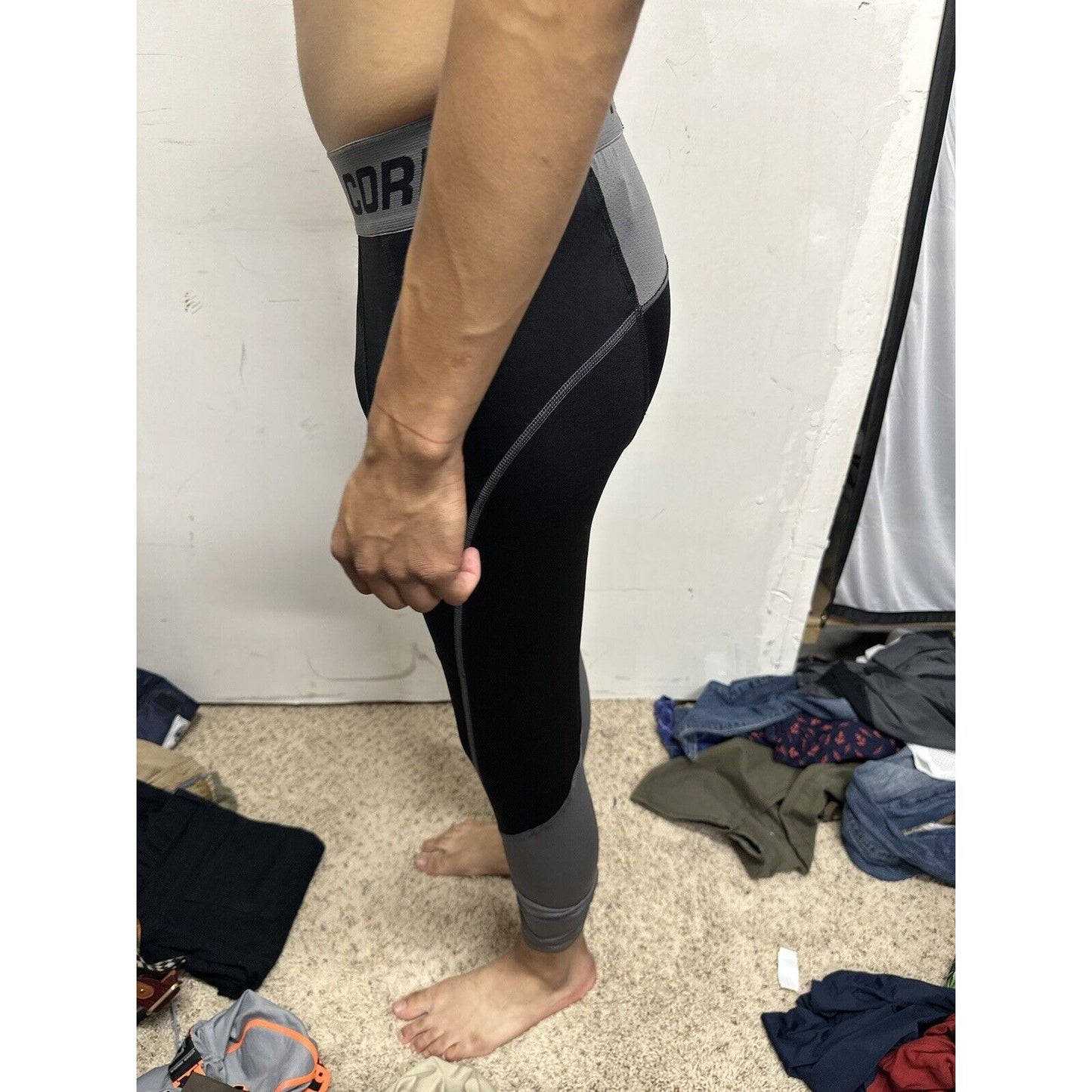 Men’s Champion Duo Dry Medium Black Gray Base Layer Leggings
