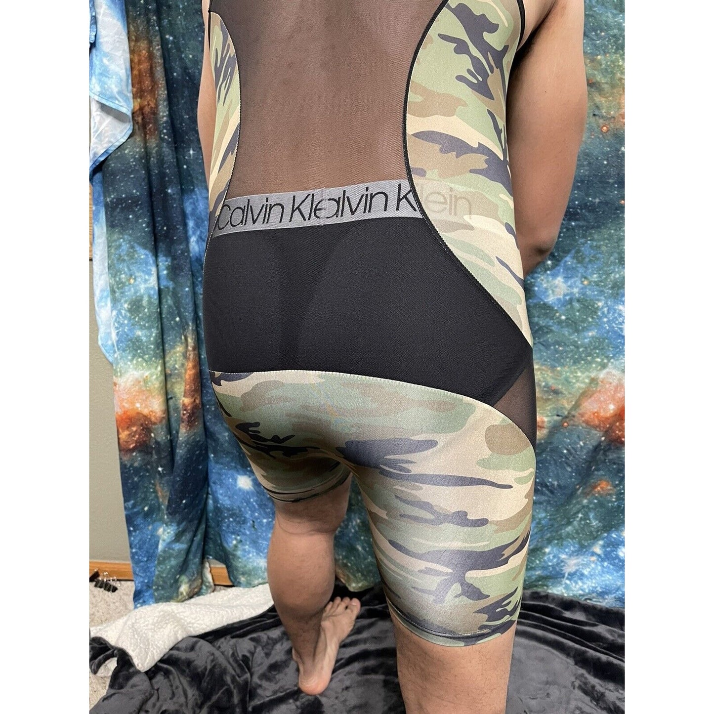 Livingly Light Men’s Camo One Piece Wrestling Singlet Leotard Large Military