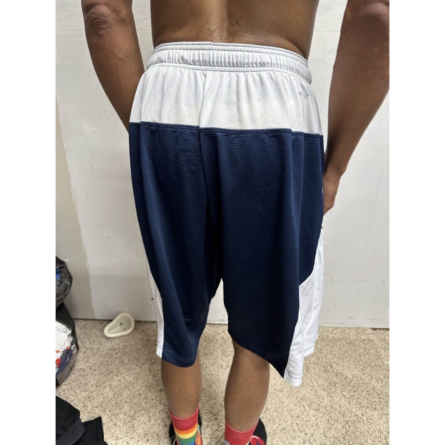 Men’s Nike Dri Fit Large Athletic Shorts Dri-fit Blue White With Pockets