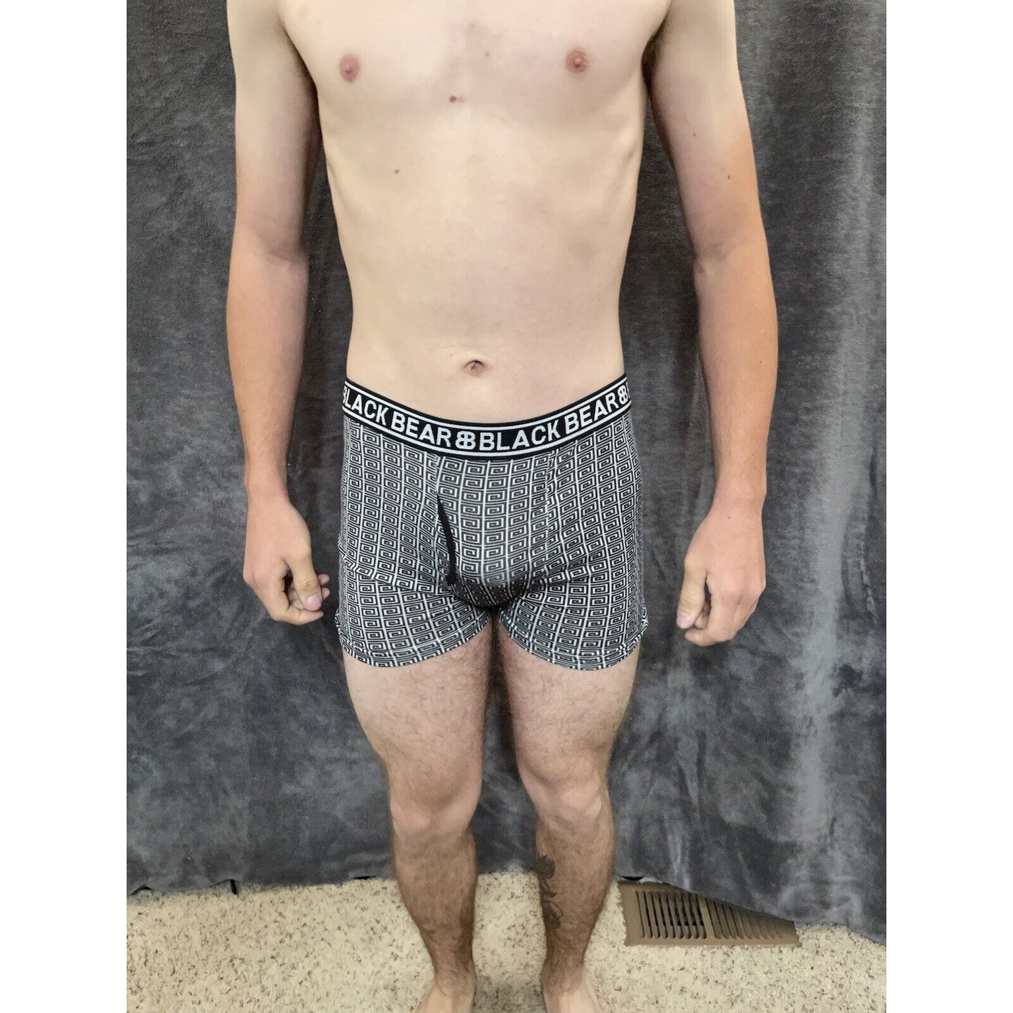 men's medium athletic trunk style black bear boxer brief White And Black Squares