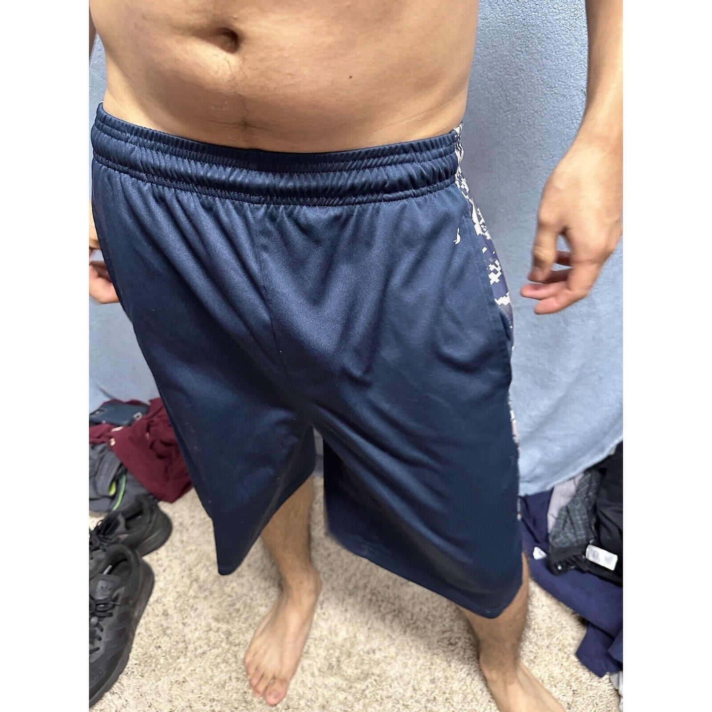 Men’s Badger Sport Small Dark Blue Camo Athletic Shorts With Pockets
