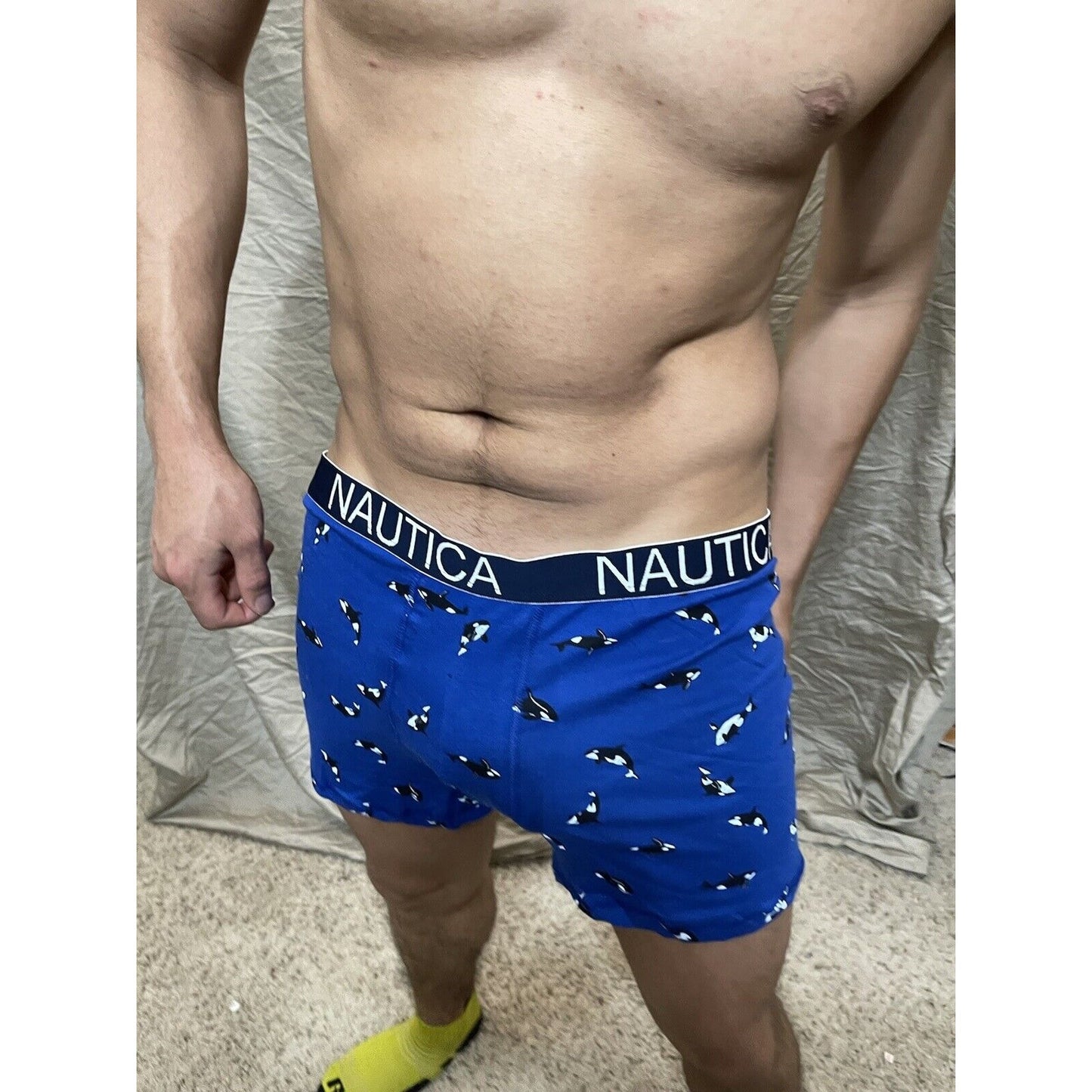 men's nautica whales - orca - XL blue compression boxer shorts