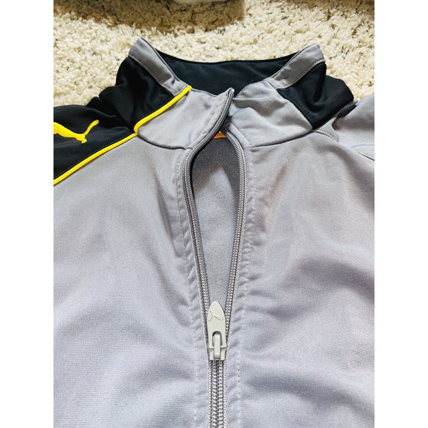 Puma Mens Full Zip Warm Up Track Jacket Windbreaker Gray Jacket Size L