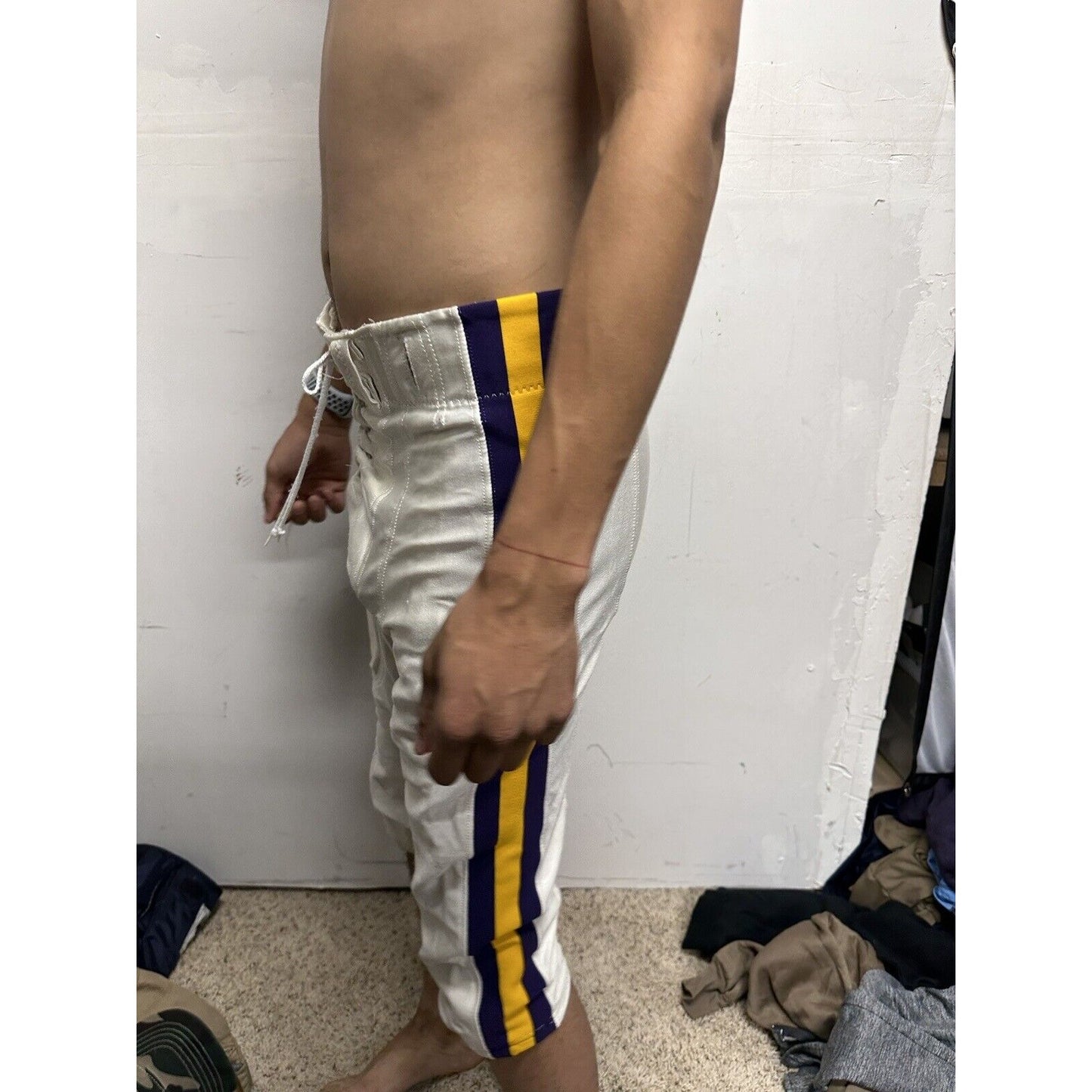 Men’s White Russell Athletics Size 36 Football Pants Gold Purple