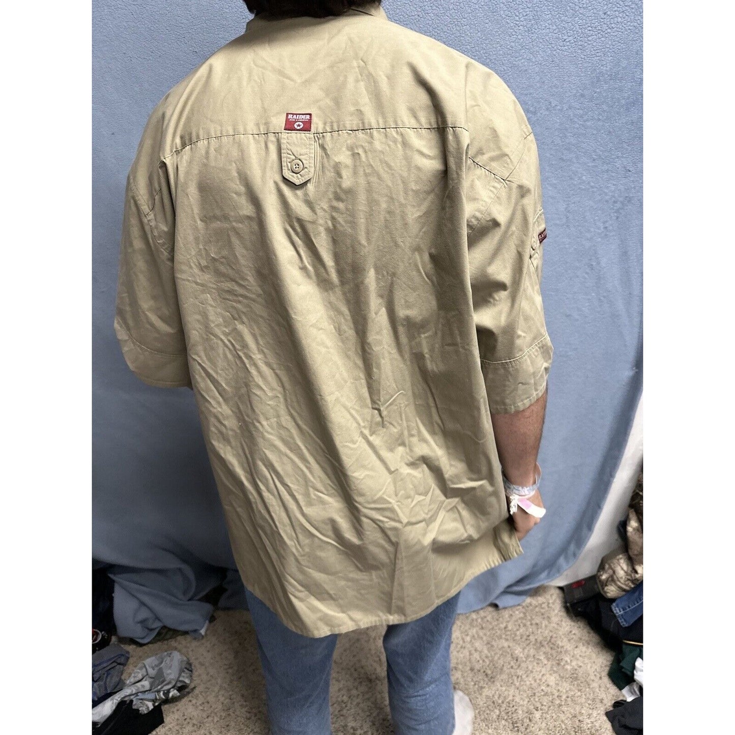 Men’s Khaki Raider Jean Company Large Short Sleeve Button Up Shirt