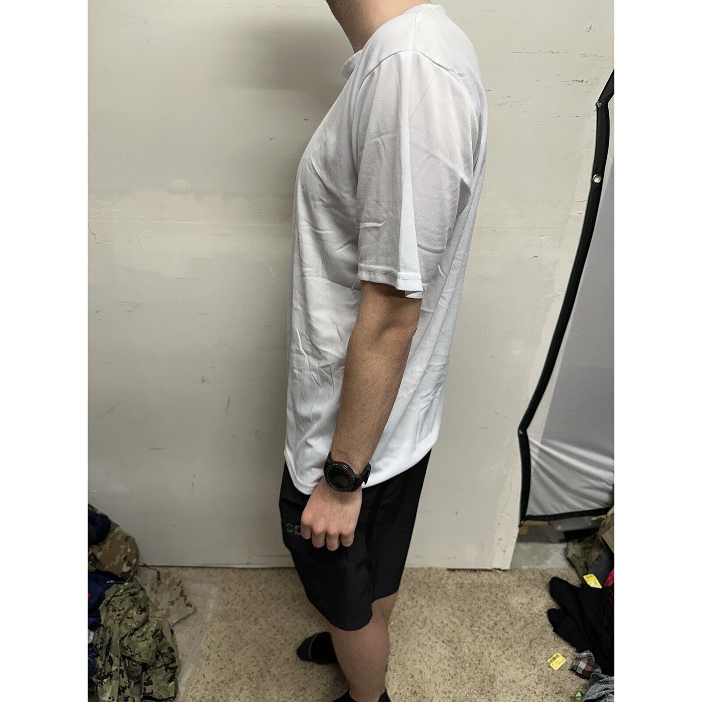 Men’s White Poly TKO Large Short Sleeve Workout Shirt