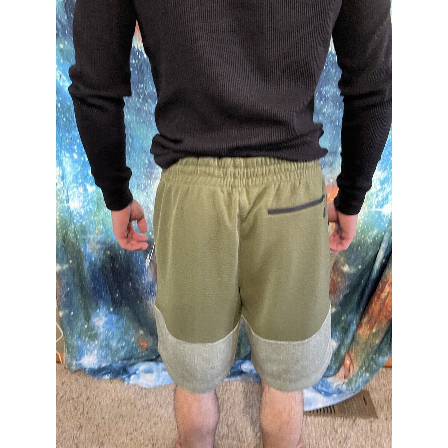 Michael Strahan Olive Green/gray Quick-Dri premium ultra fleece shorts XL