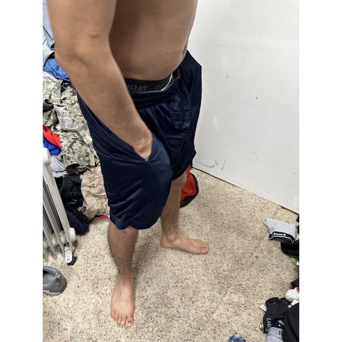 Men’s Dark Blue Starter Large Athletic Shorts With Pockets