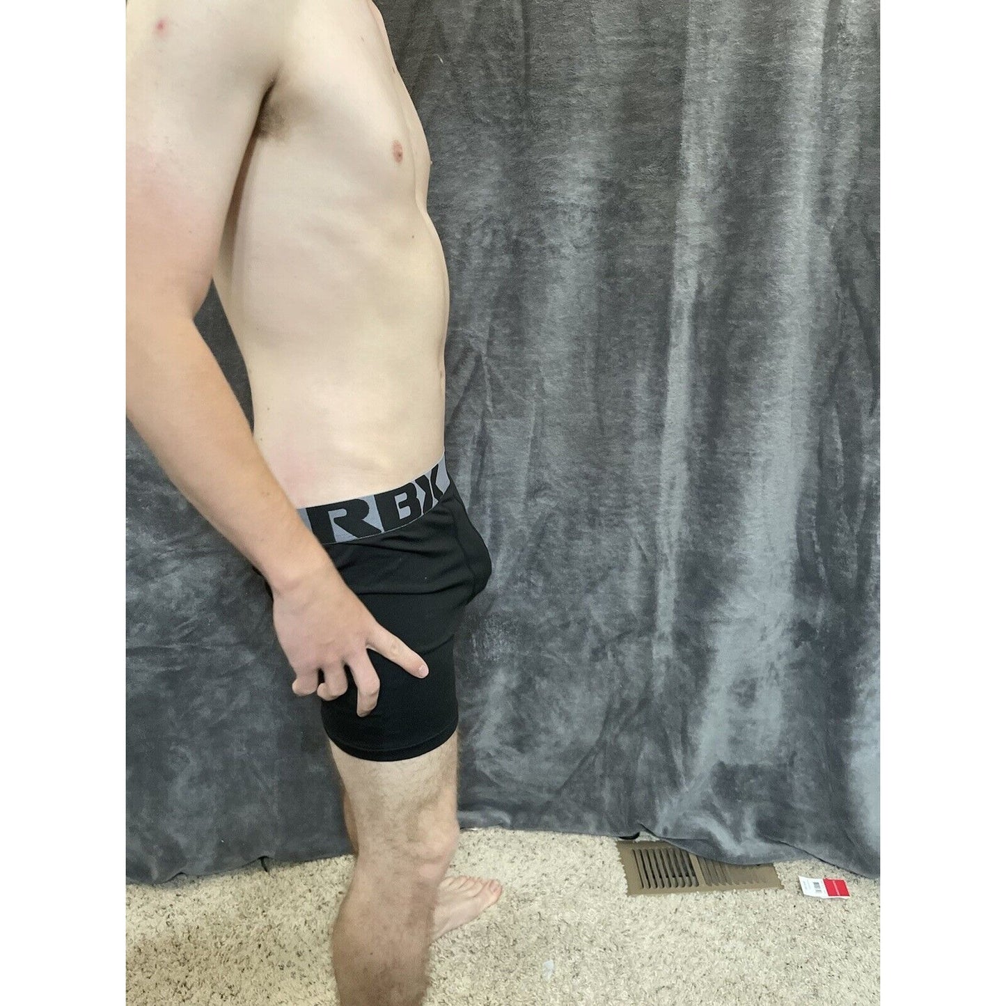 men's Black with gray Band RBX large compression boxer briefs 10% spandex