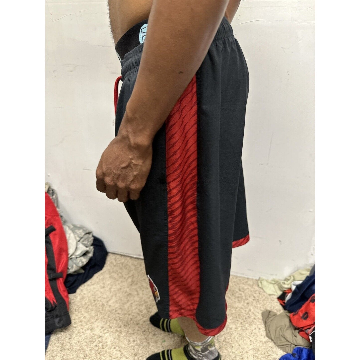 Men’s Large Black Adidas Athletic Shorts With Pockets Cardinals Logo