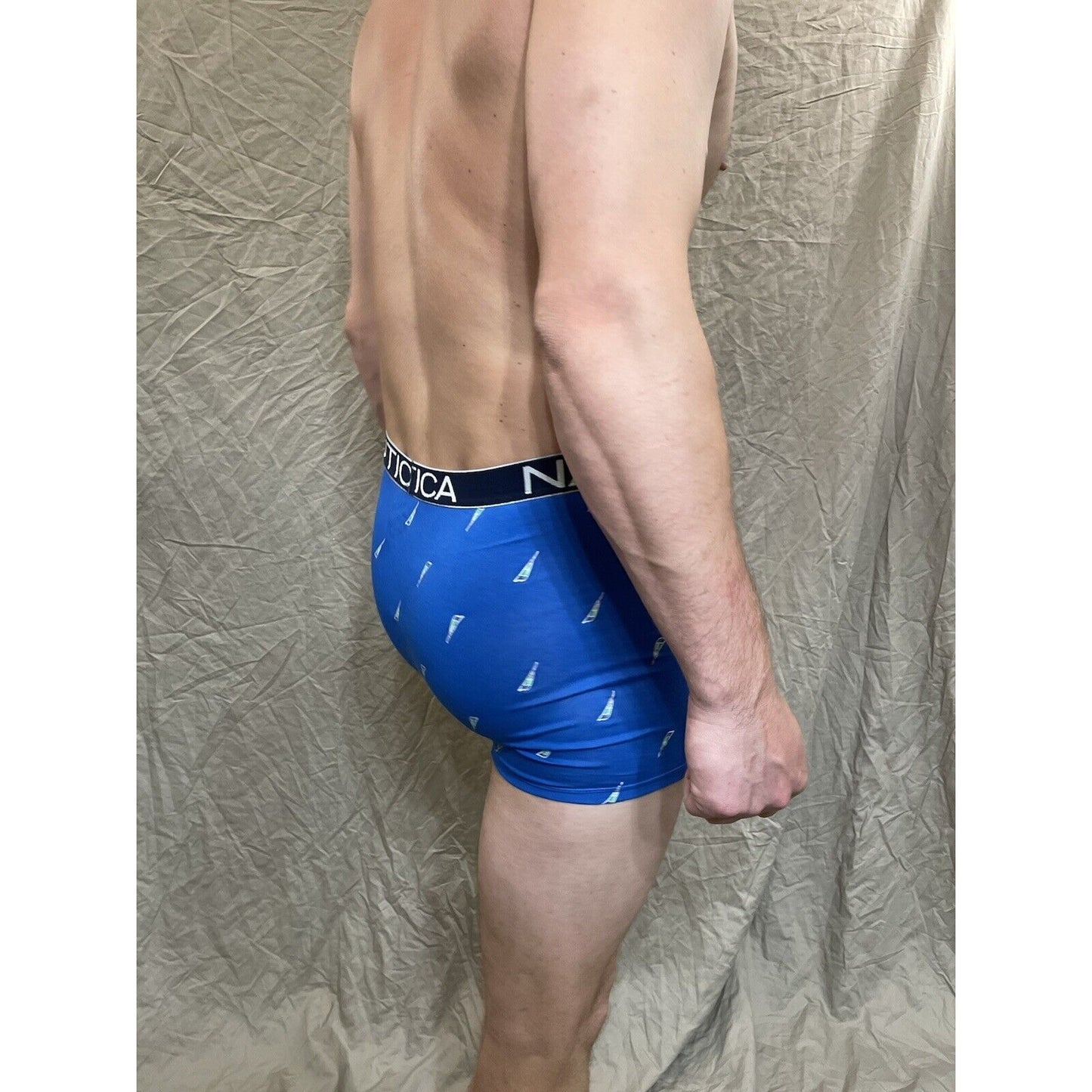 men's Rainbow Pride nautica 5% spandex boxer brief Blue Extra Large