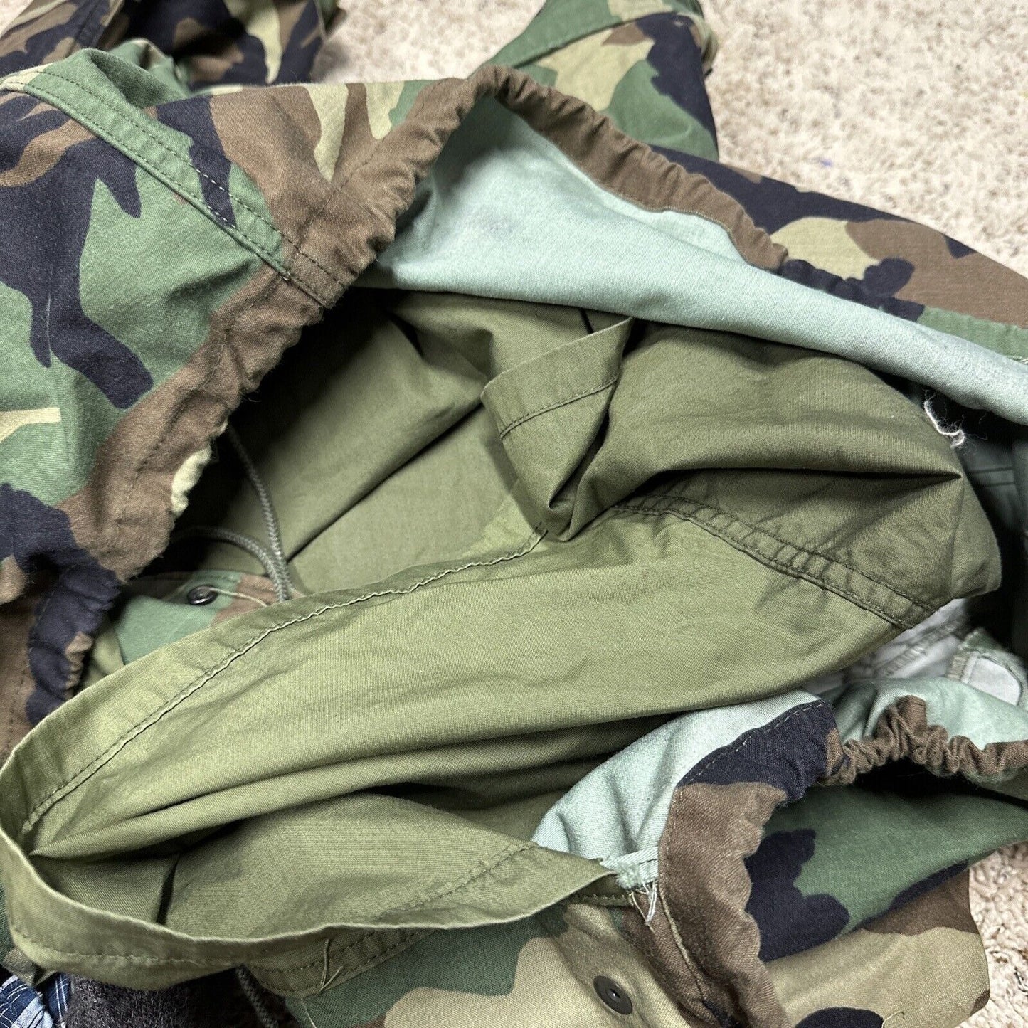 Men’s Large Regular Vintage BDU Uniform Cold Weather Field Jacket Woodland Camo