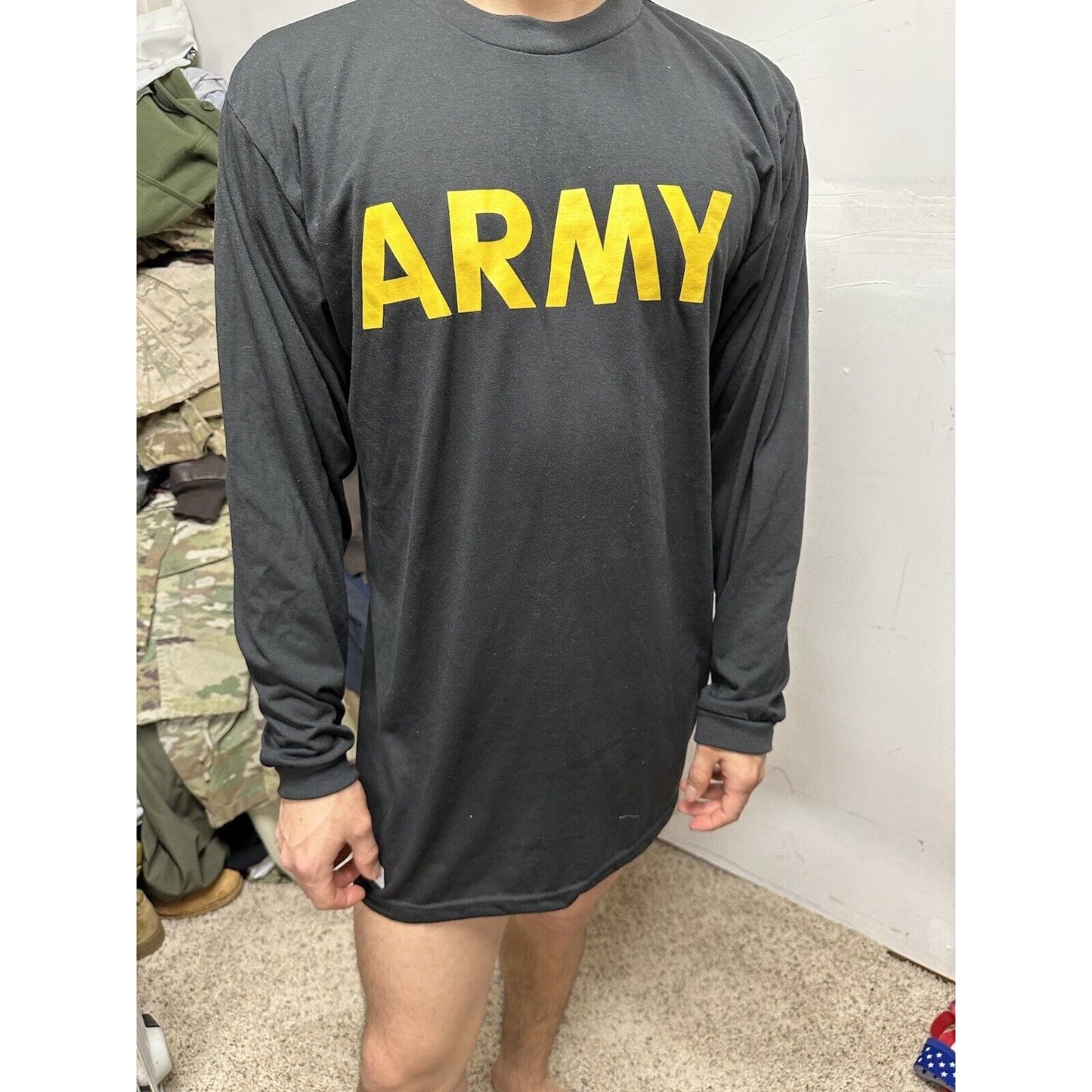 Men’s Black Medium Army Long Sleeve Apfu Fitness Uniform