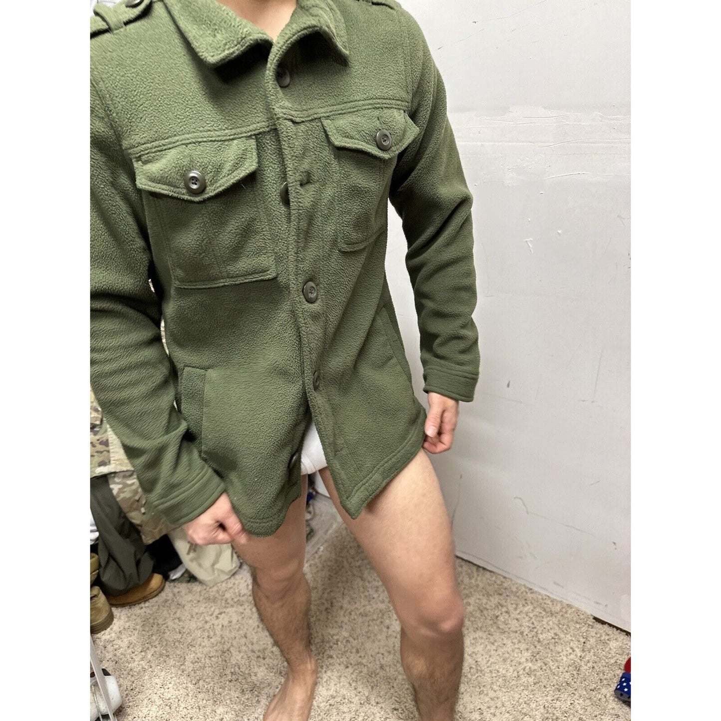 Men’s Old Navy Small Poly Olive Green Front Button Jacket