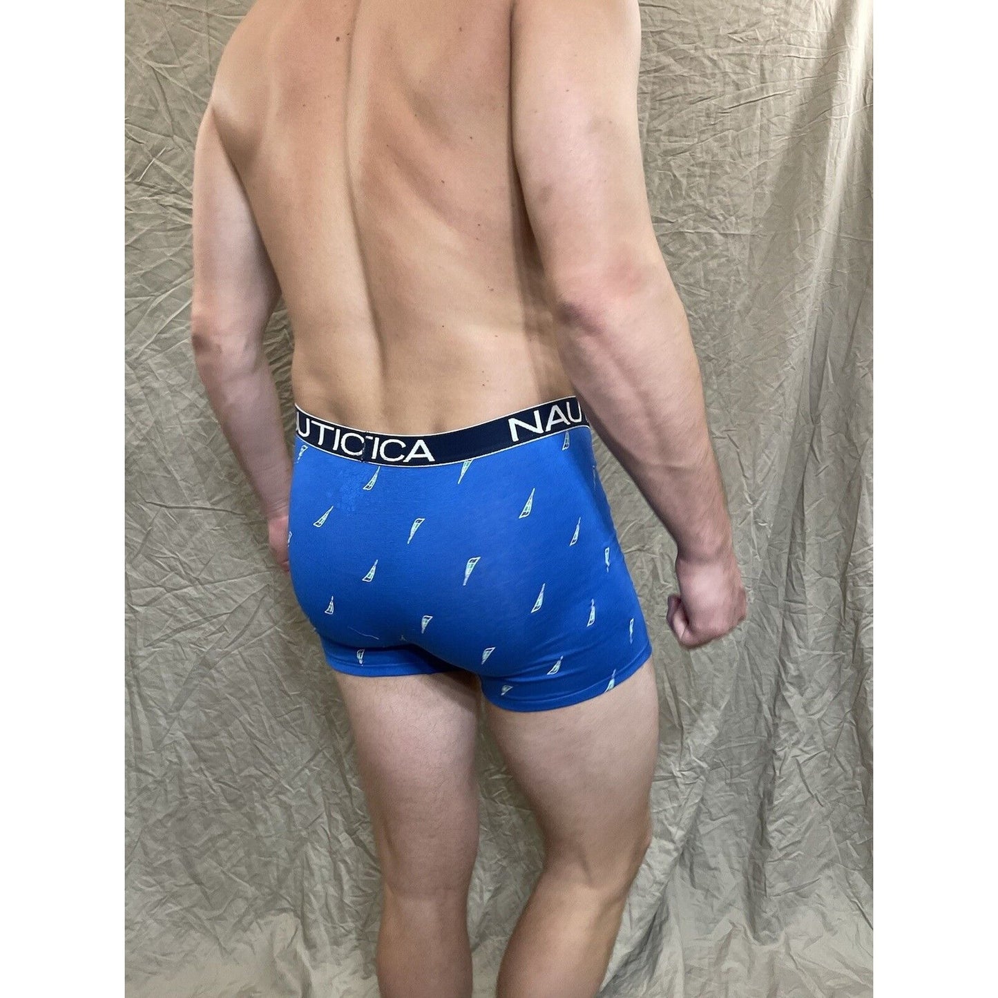 men's Rainbow Pride nautica 5% spandex boxer brief Blue Extra Large