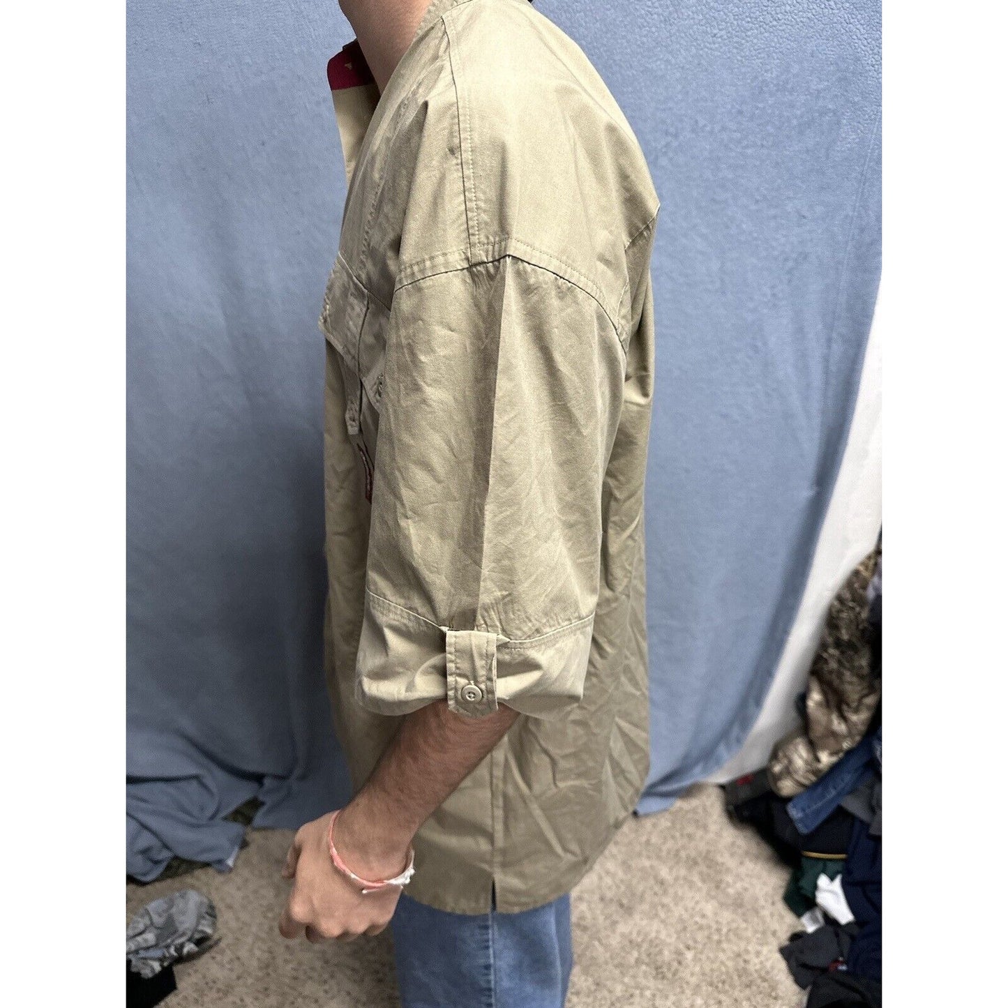 Men’s Khaki Raider Jean Company Large Short Sleeve Button Up Shirt