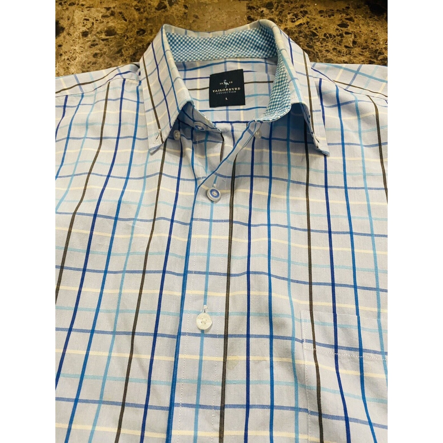 Tailorbyrd Collection Men’s Large Blue Plaid Button-down Long Sleeves Shirt