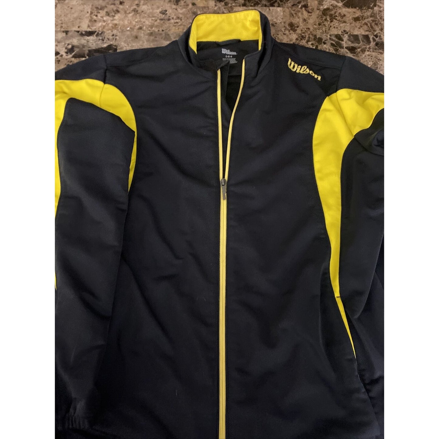 Wilson Men’s Large Black Yellow Mesh Polyester Full-zip Jacket