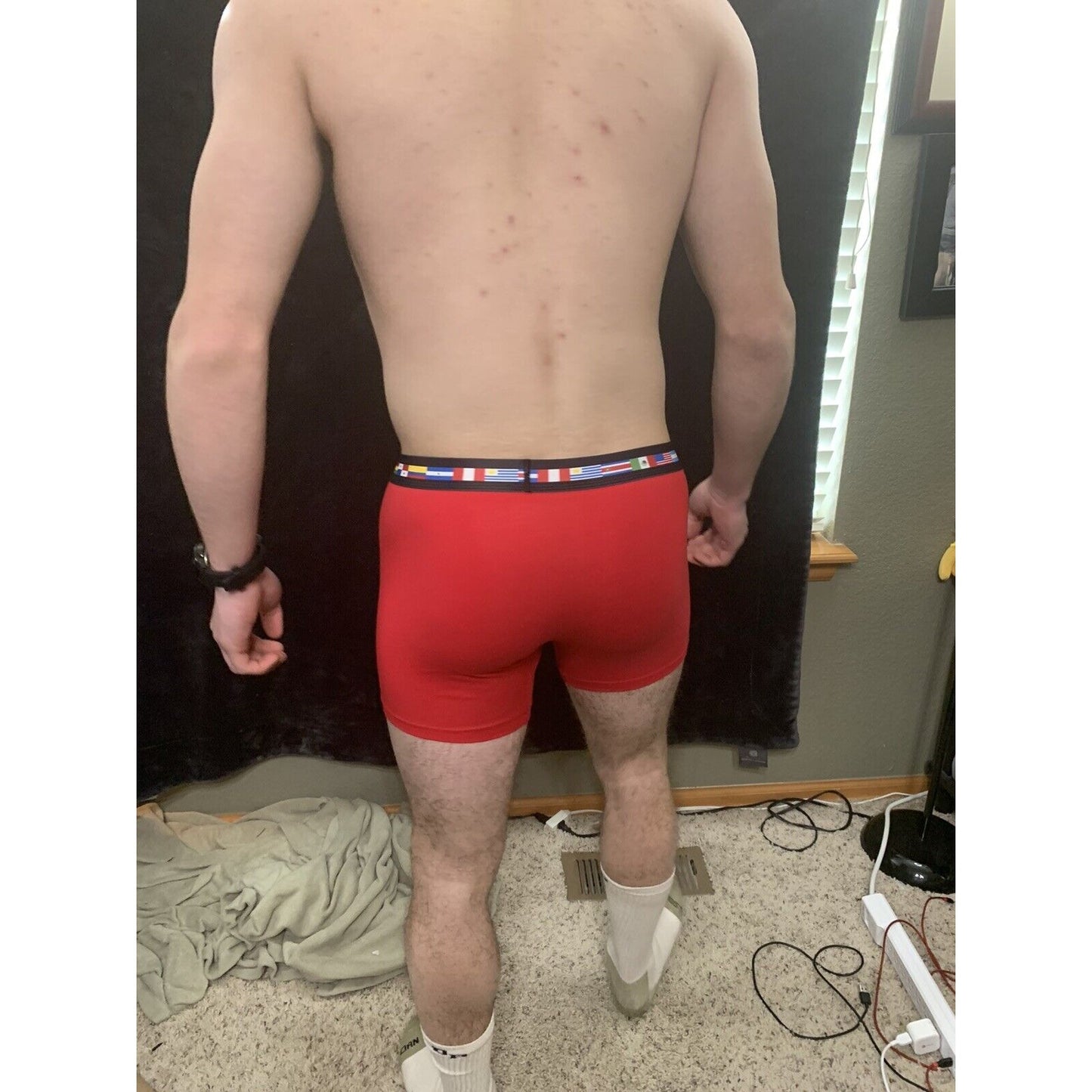 Men’s Papi Medium Boxer Briefs Red 5% Spandex