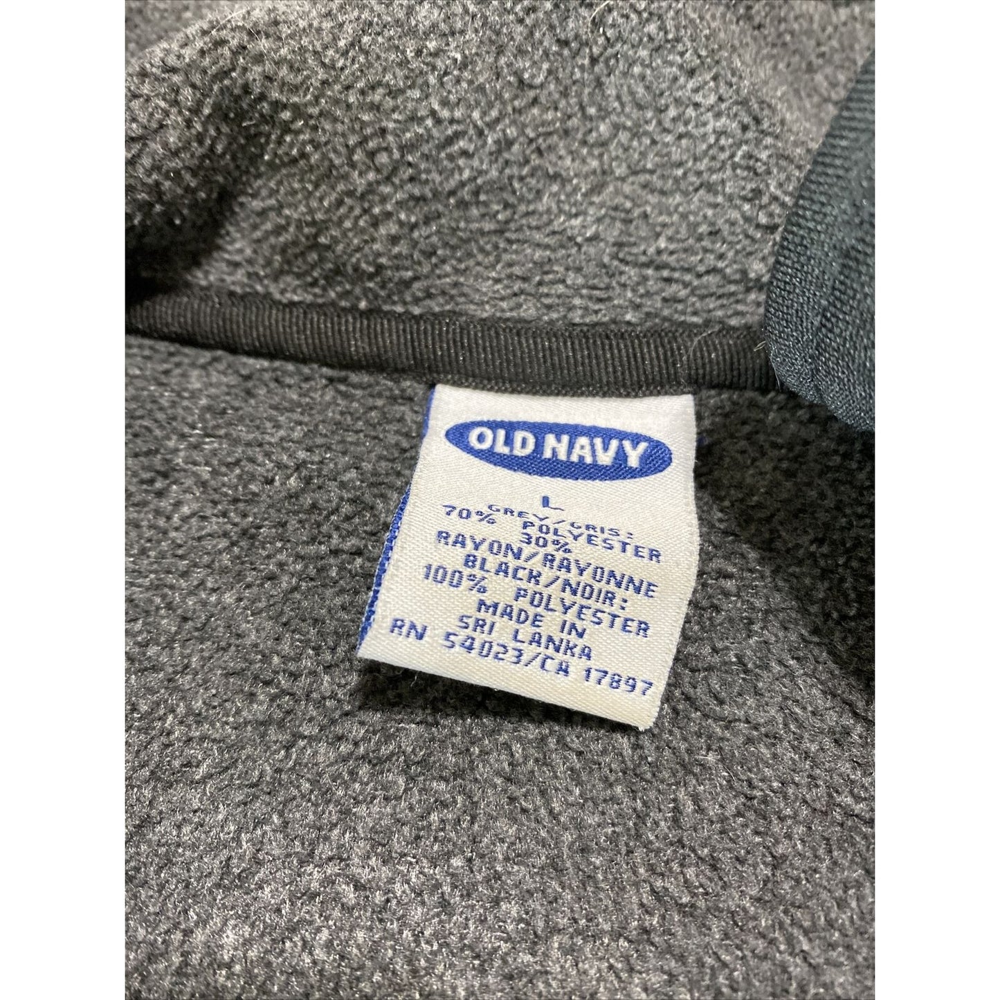 Old Navy Men's Large Black & Dark Gray Polyester-blend Zip-up Fleece Jacket