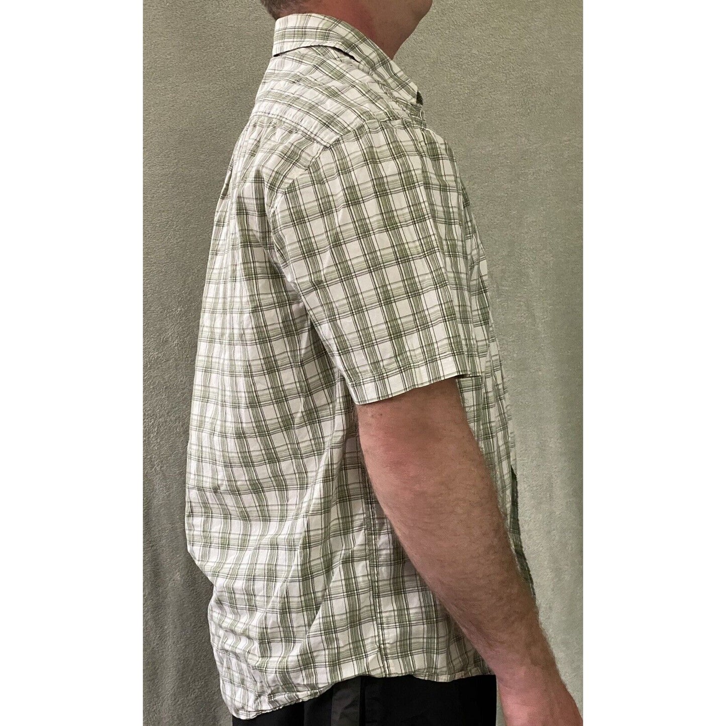 OLD NAVY Lime Green Plaid Men’s Large Cotton Short Sleeves Polo Shirt