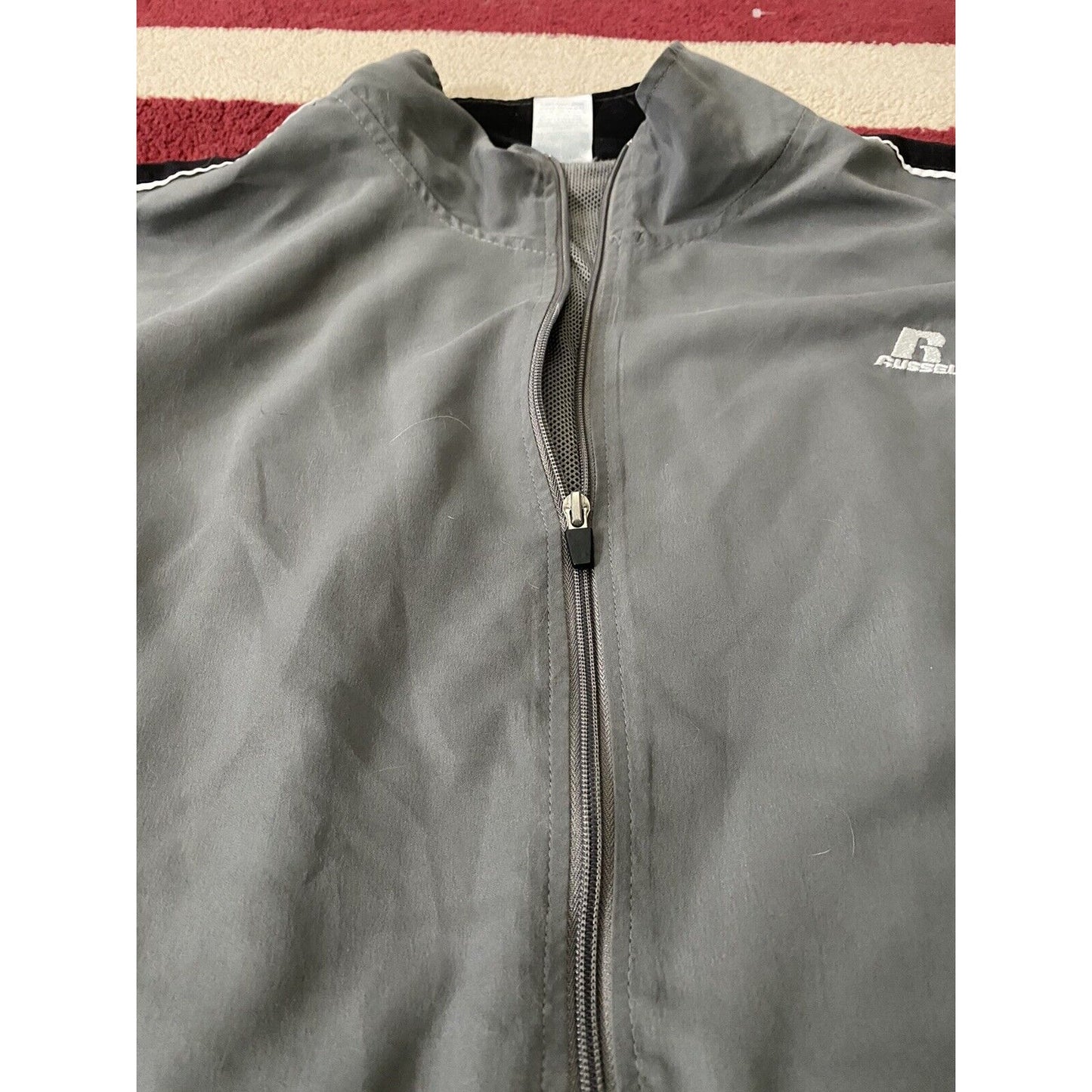Russell Athletic Gray Windbreaker Full-Zip Jacket Men Size XL Polyester