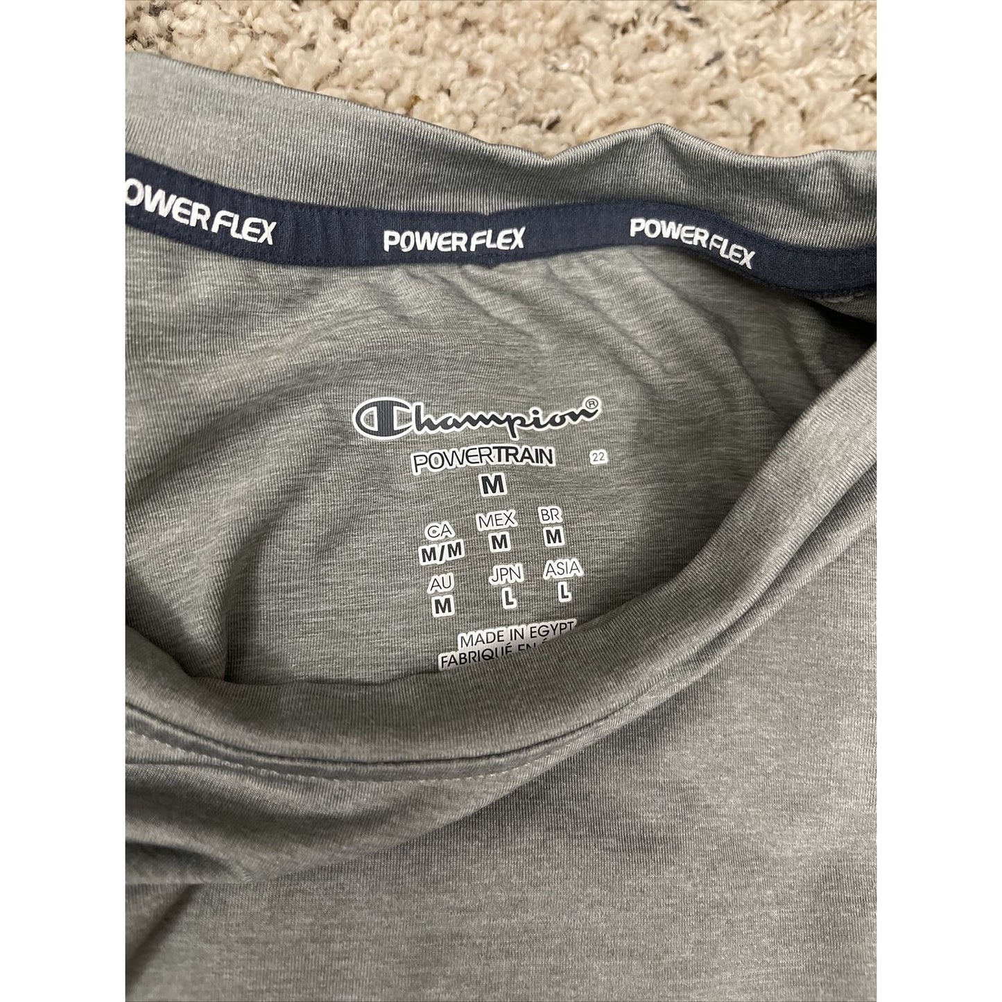 Champion Brand Medium Power Flex Power Train Athletic Casual Short Sleeve Gray
