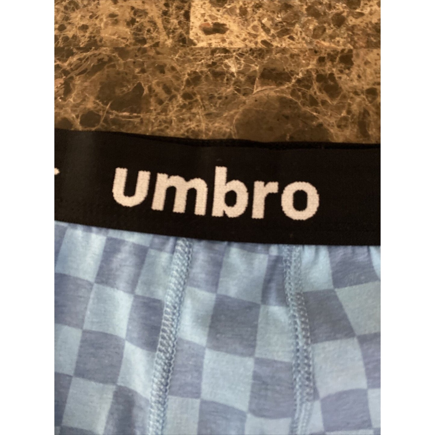Umbro Men’s Large Sky Blue Checkerboard Cotton Stretch Boxer Briefs NEW