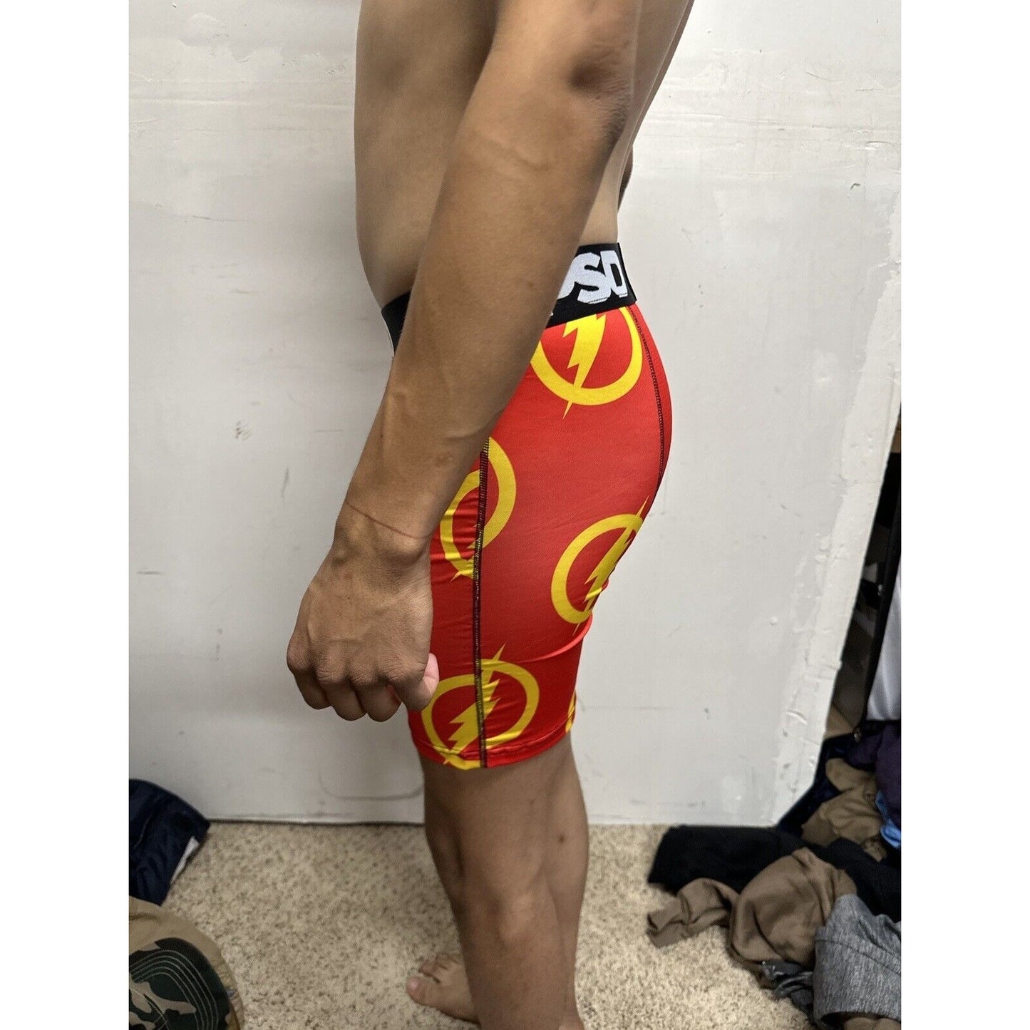 Men’s PSD Small Boxer Briefs Red Orange Flash Design