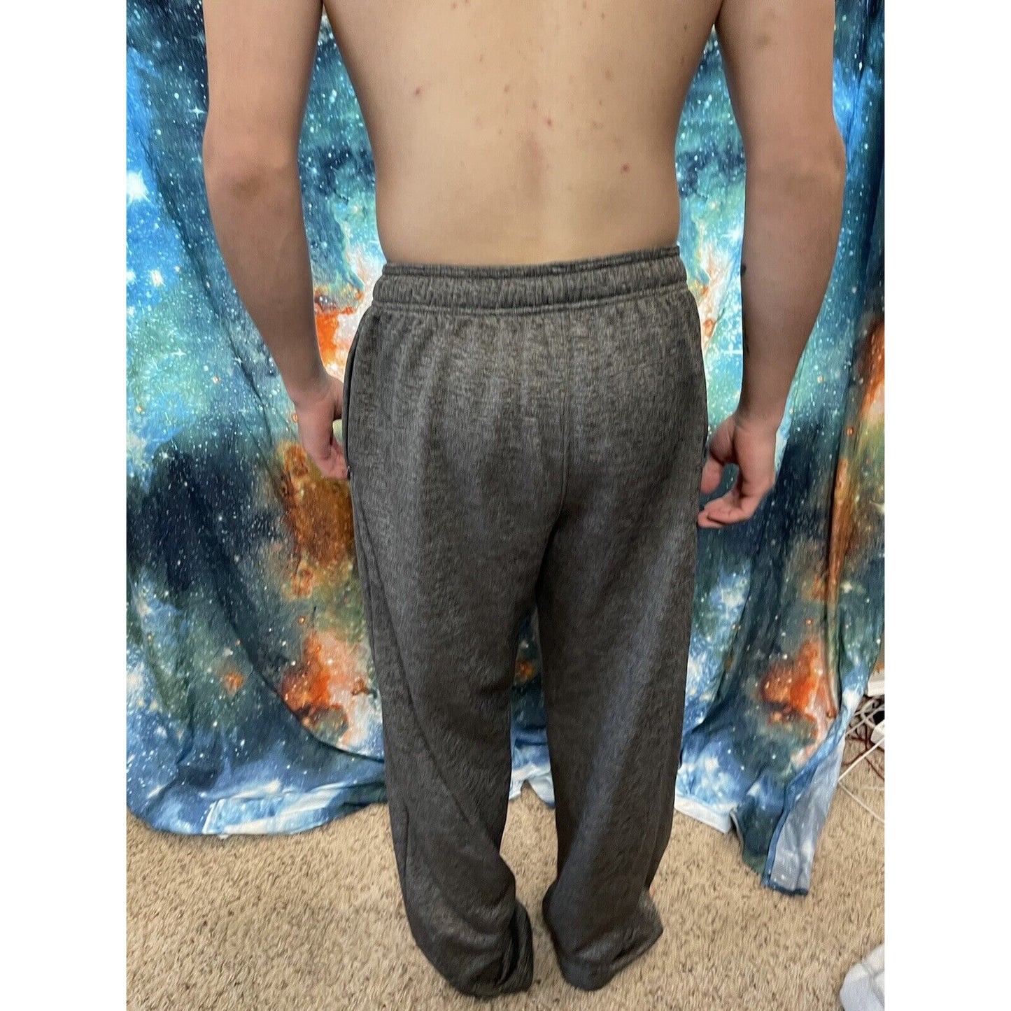 Men's Adidas Medium Gray Sweat pants athletic zip pockets Climawarm