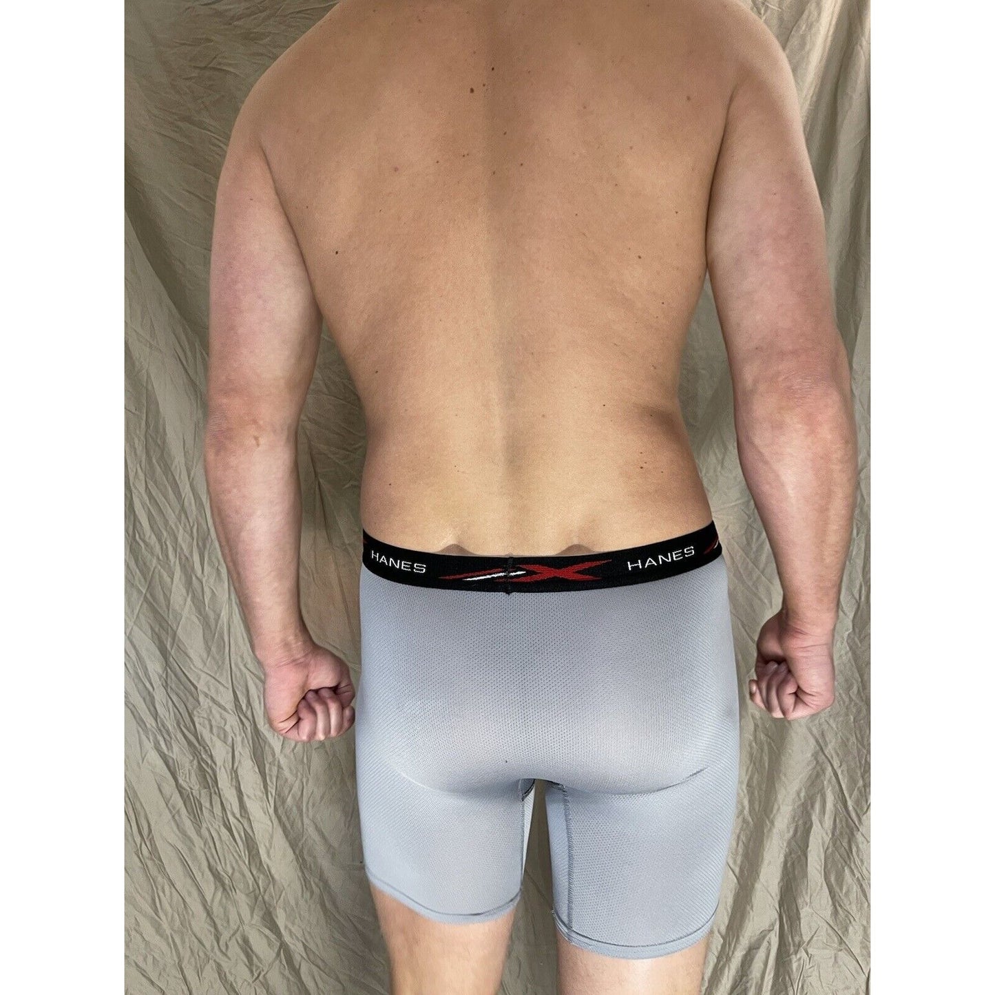 men's hanes x-temp long leg gray black band medium