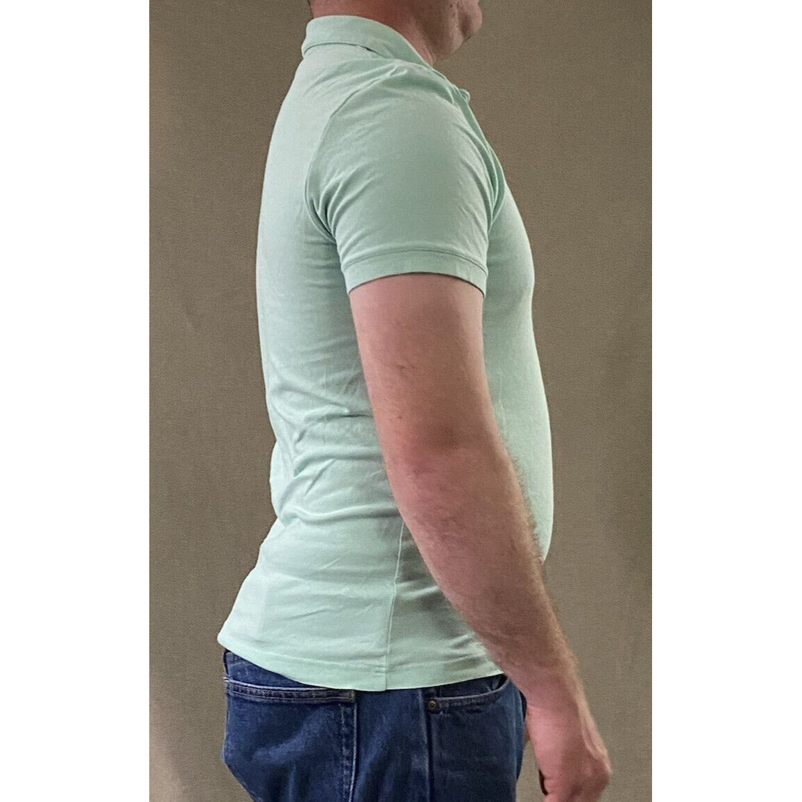 H&M Basic Fine Cotton Stretch Men's Medium Mint Green Polo Shirt