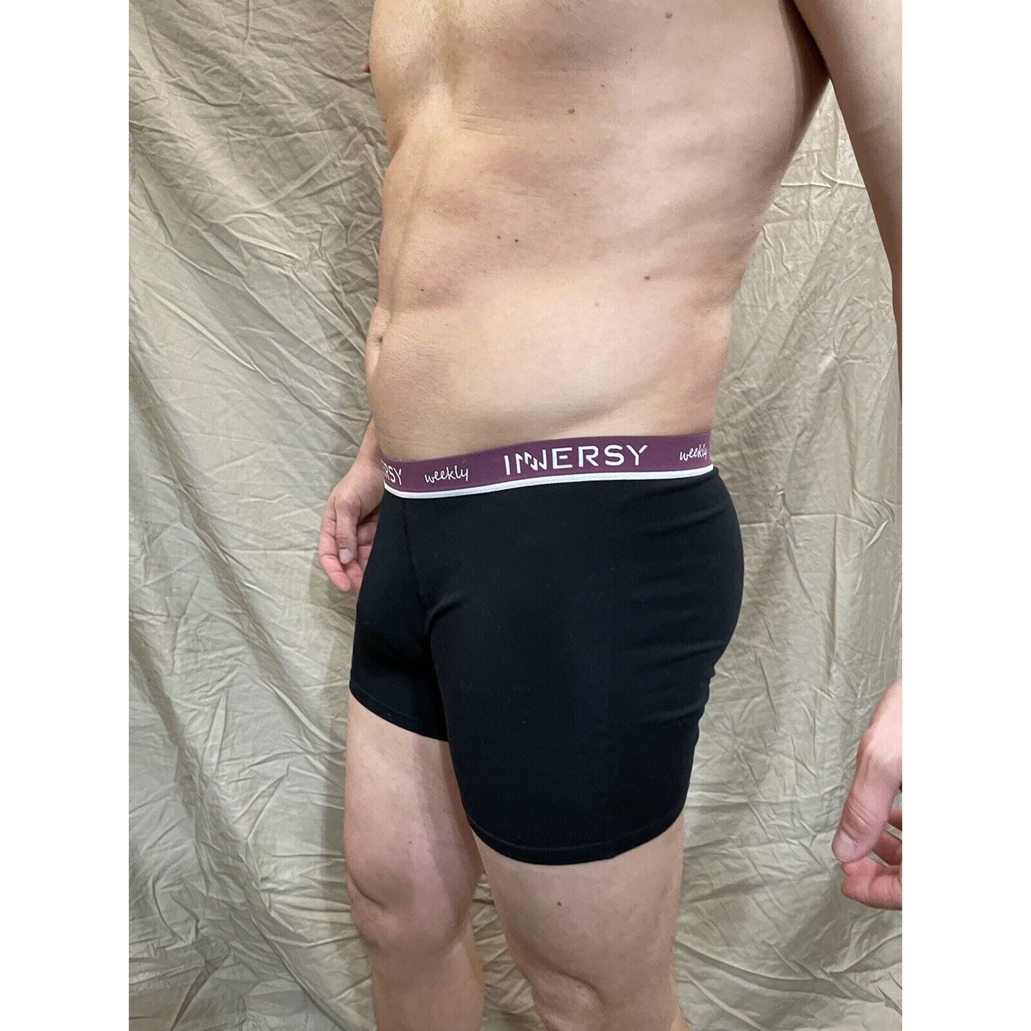 Inersy Weekly Men's black boxer briefs Purple band New And Unworn Large