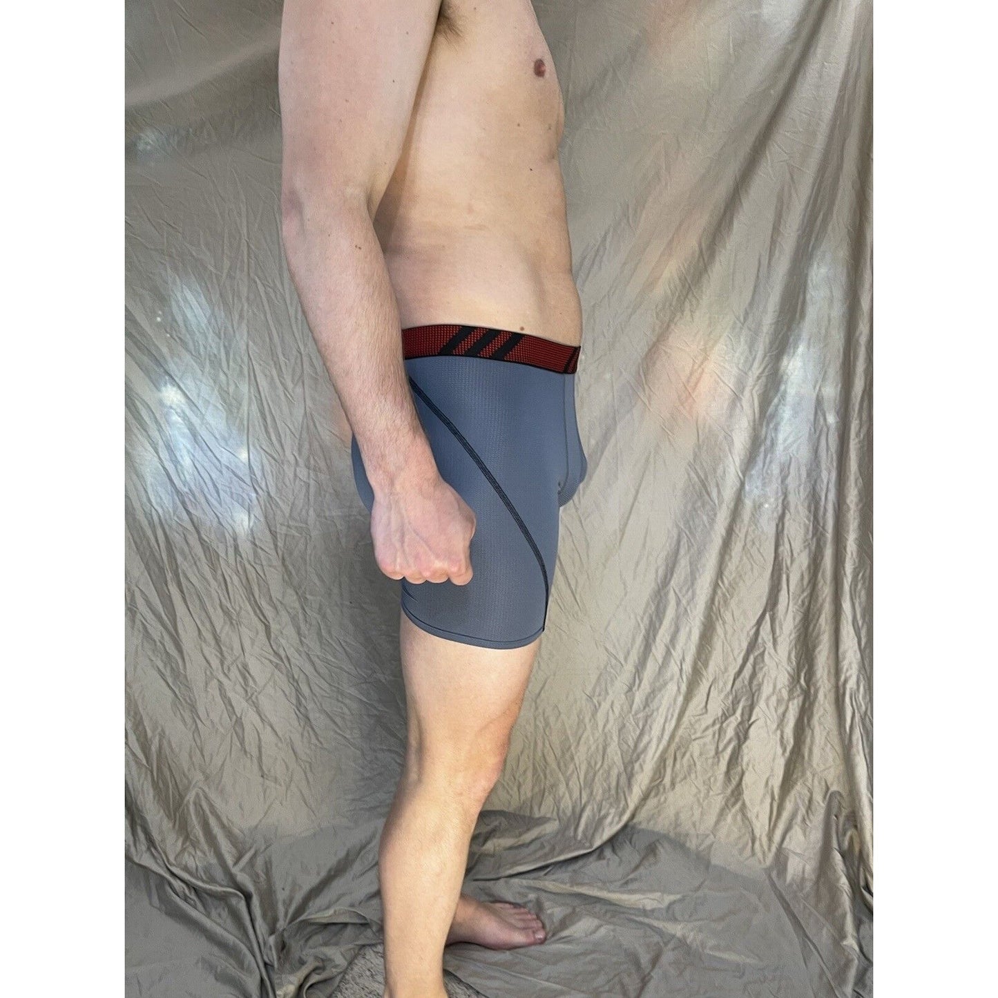 men's Gray With Red Band adidas aeroready black compression boxer briefs medium
