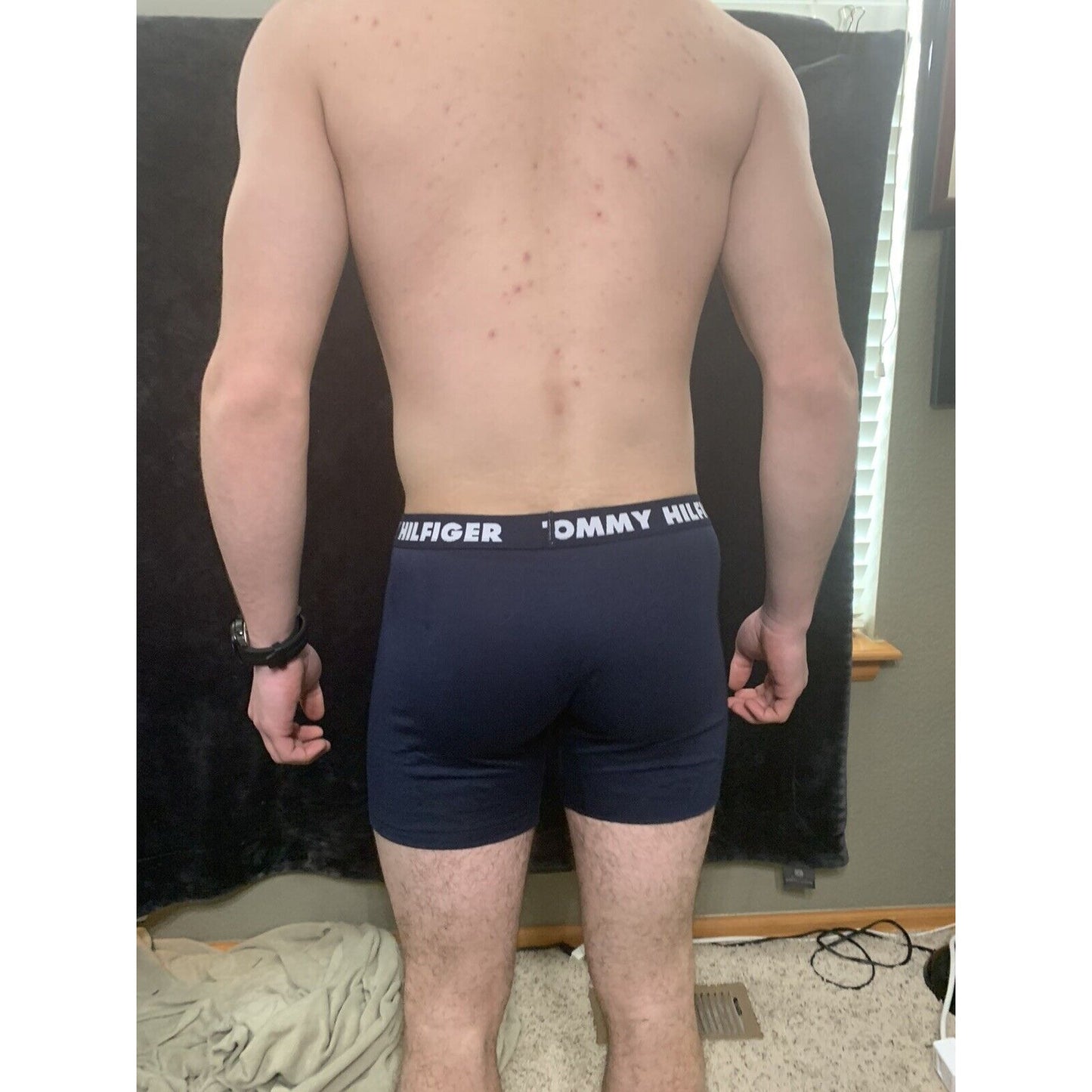 Tommy Hilfiger NavyBlue Men’s Medium Compression Boxer Briefs Trunks 4% Elastane