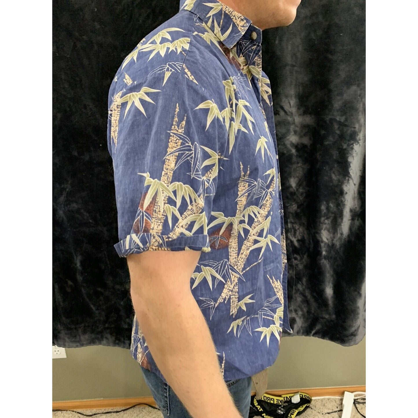 Cooke Street Hawaiian Button Up Mens Medium Blue Short Sleeve Collared