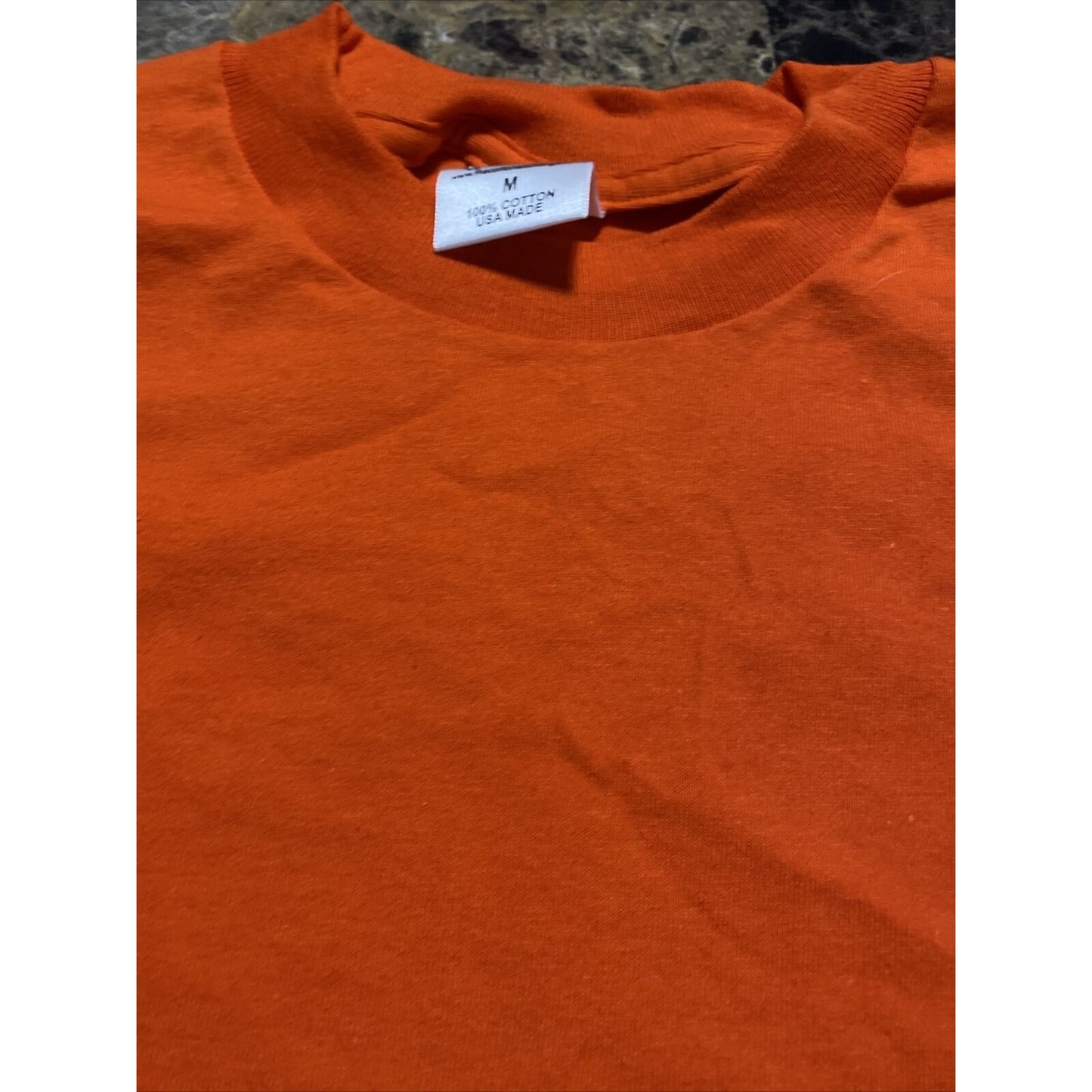 The Cotton Exchange Men’s Medium Plain Solid Orange Cotton T-shirt