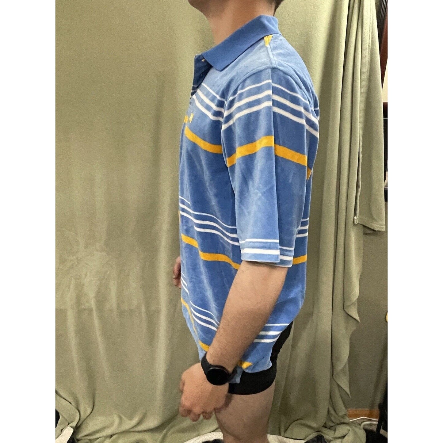 Men’s Medium Ecko Unltd Striped Blue Polo Shirt Very Soft Feel