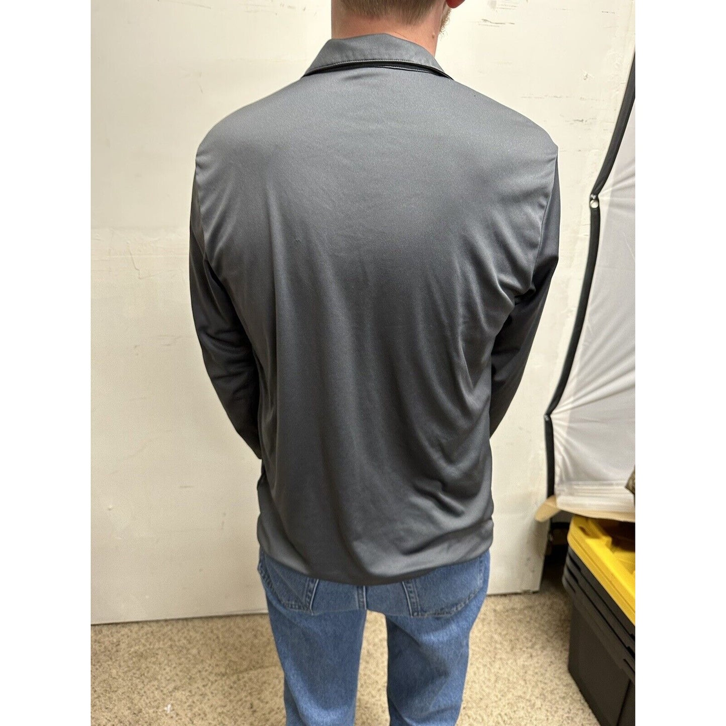 men’s gray dakota state trojans pull over long sleeve 1/4 zip shirt ~medium