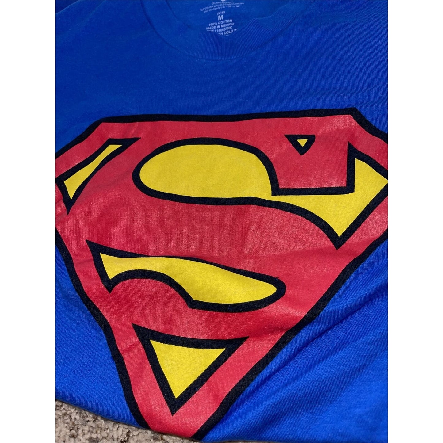 Men’s Medium Blue Superman Logo T Shirt Short Sleeve