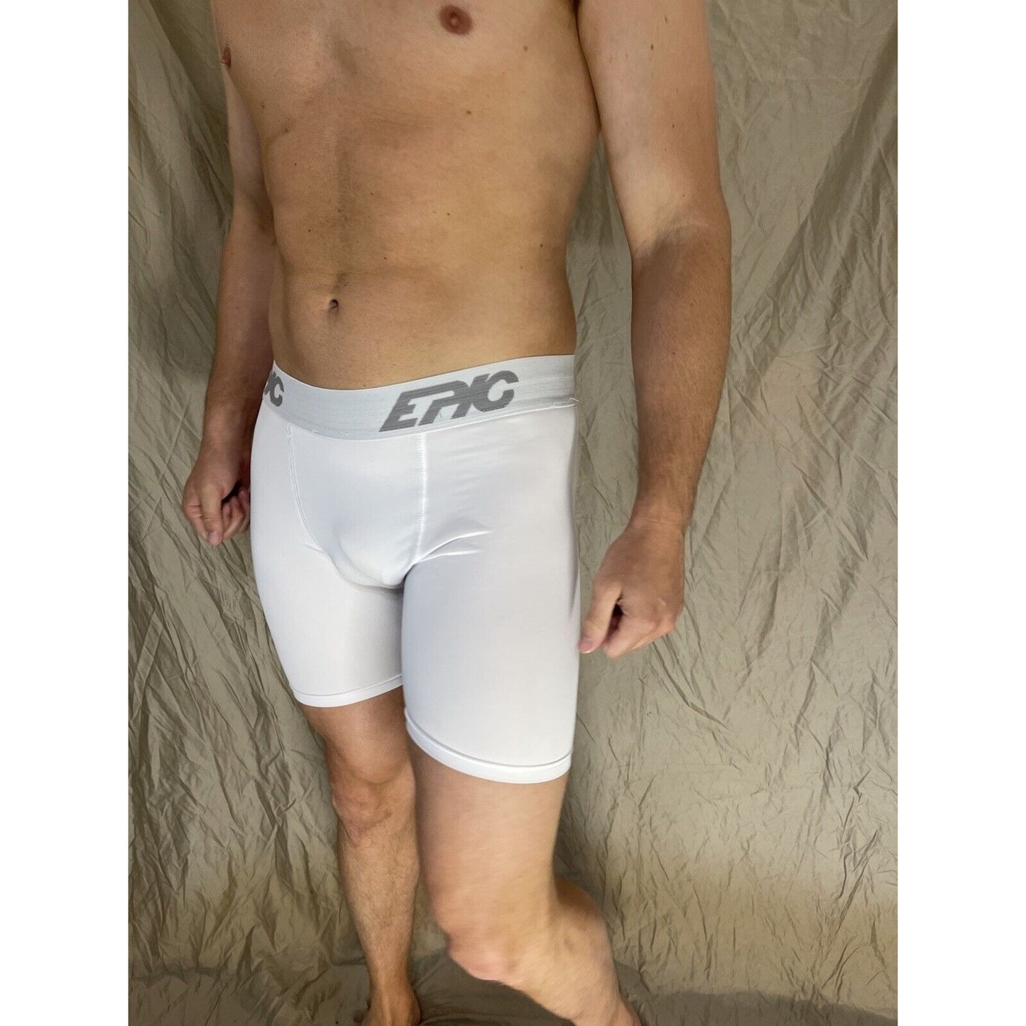 men's epic stretch white epicool compression shorts Medium